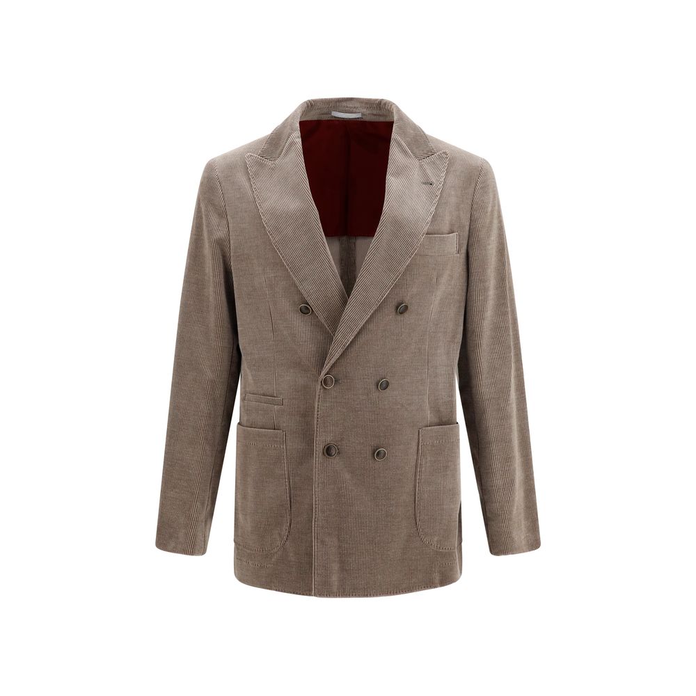 Brunello Cucinelli Gray Cotton Full-Length Men's Jacket