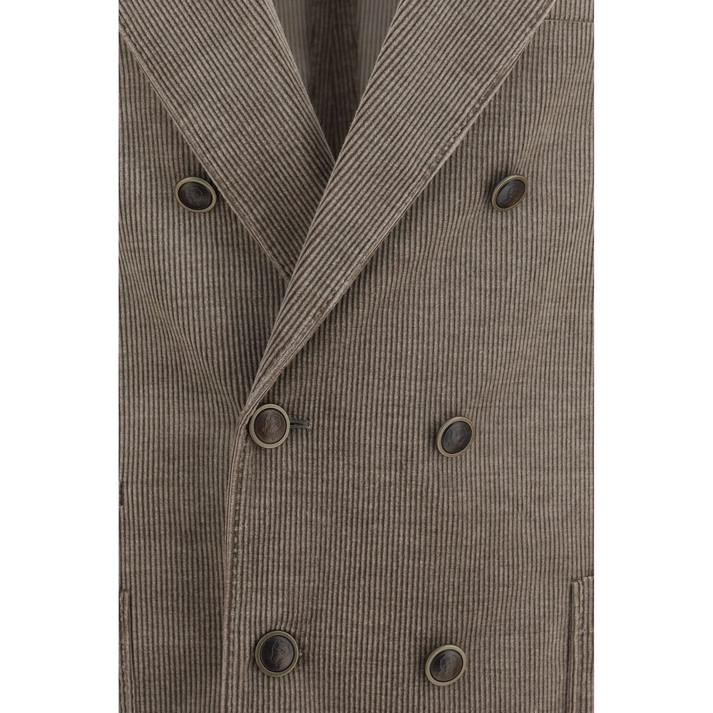 Brunello Cucinelli Gray Cotton Full-Length Men's Jacket