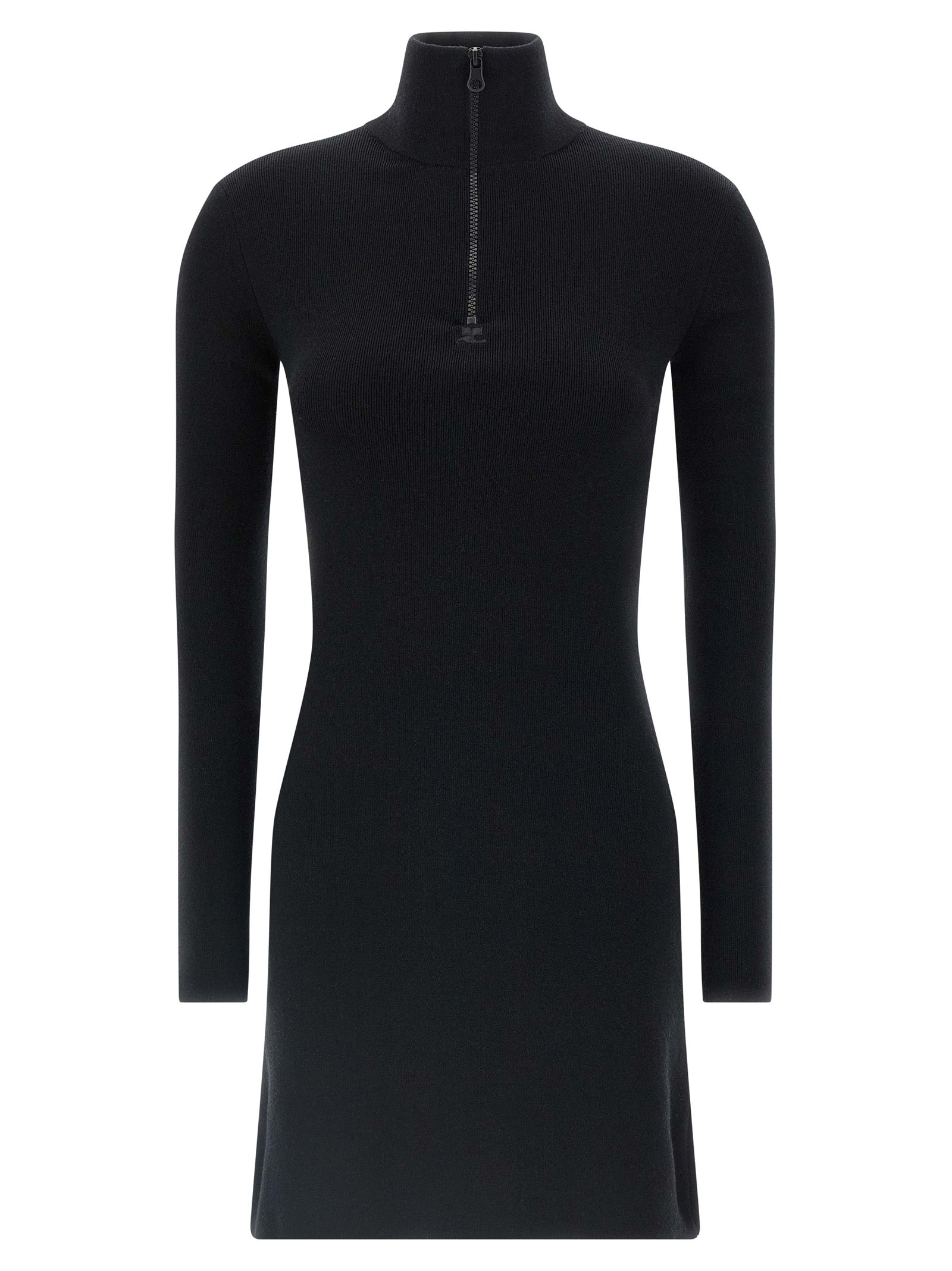 Courrèges Black Merino Wool Short Women's Dress