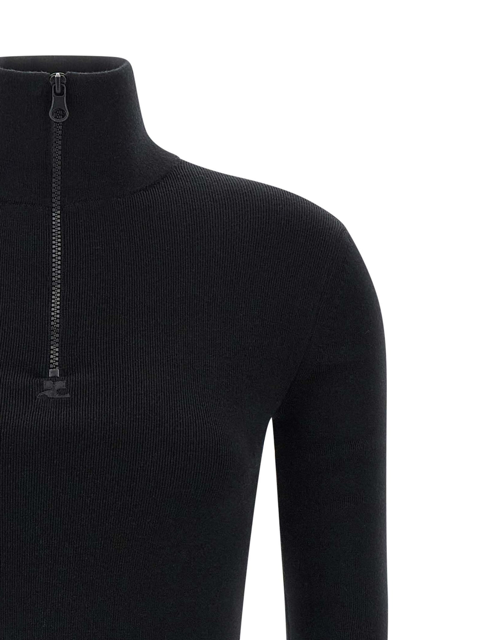 Courrèges Black Merino Wool Short Women's Dress