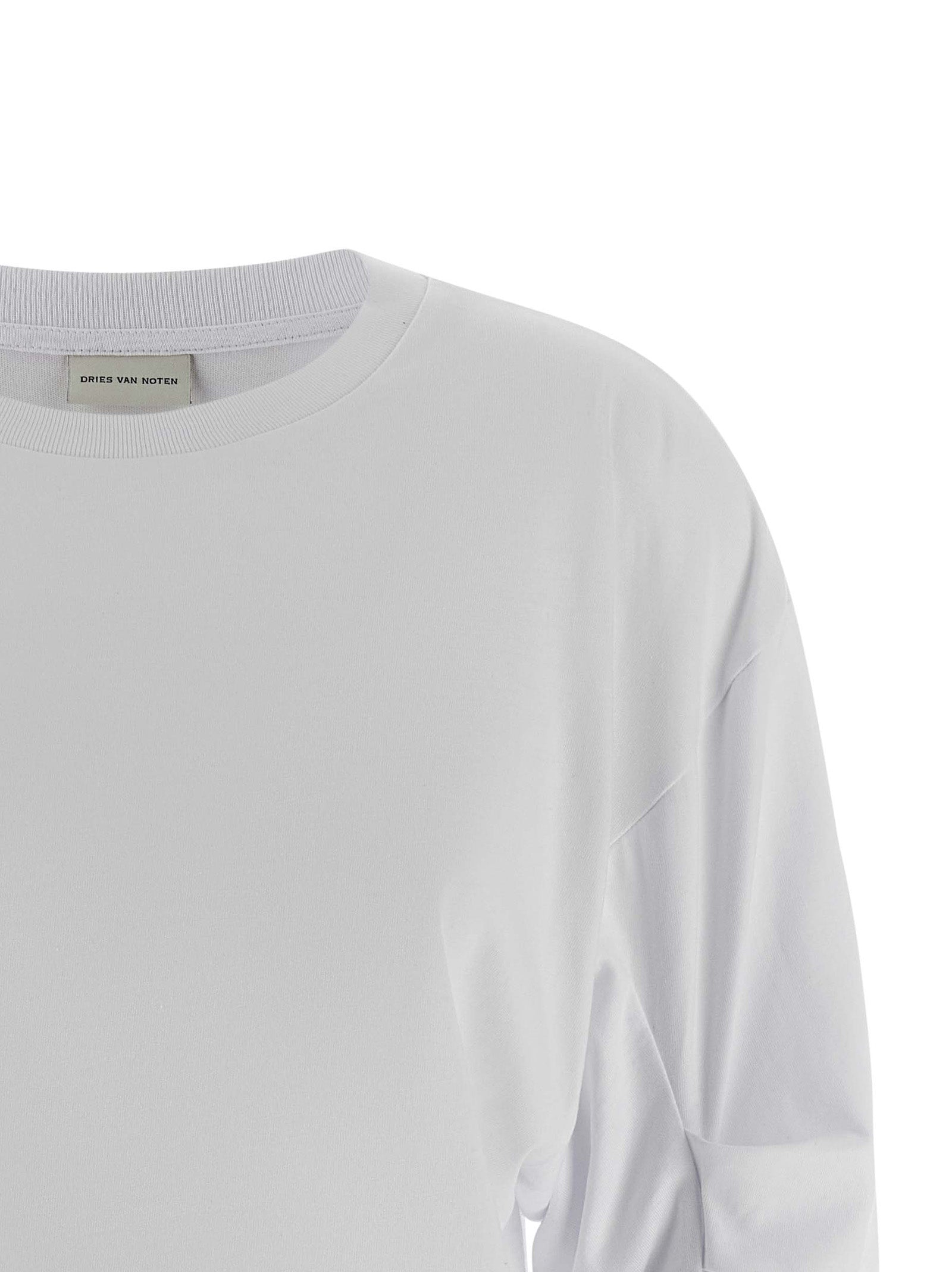 Dries Van Noten White Cotton Long Sleeve Women's T-Shirt