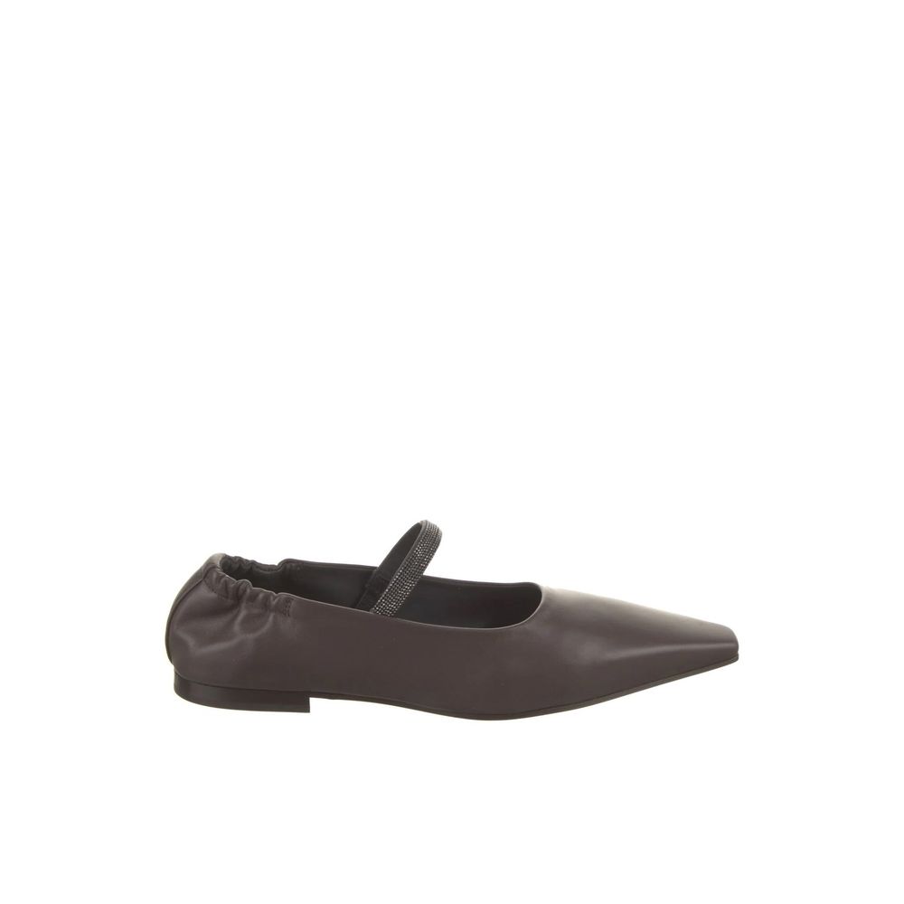 Brunello Cucinelli Brown Leather Ballet Women's Flats