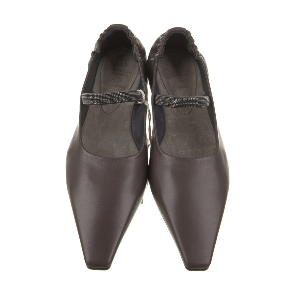 Brunello Cucinelli Brown Leather Ballet Women's Flats