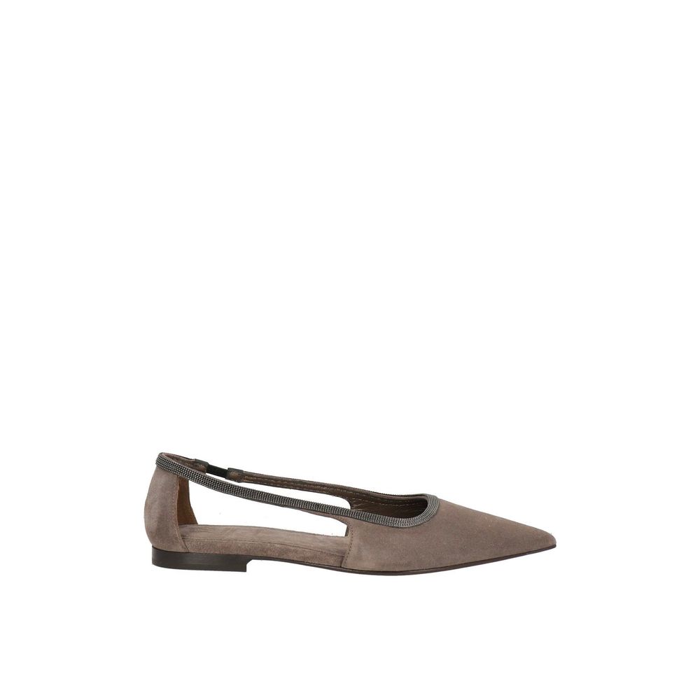 Brunello Cucinelli Gray Leather Women's Mules