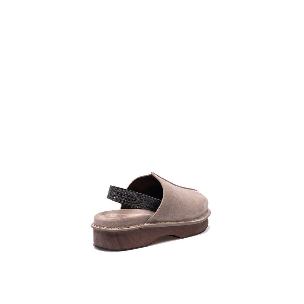 Brunello Cucinelli Brown Leather Women's Mules