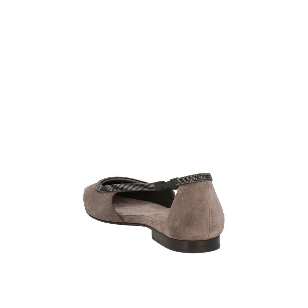Brunello Cucinelli Gray Leather Women's Mules
