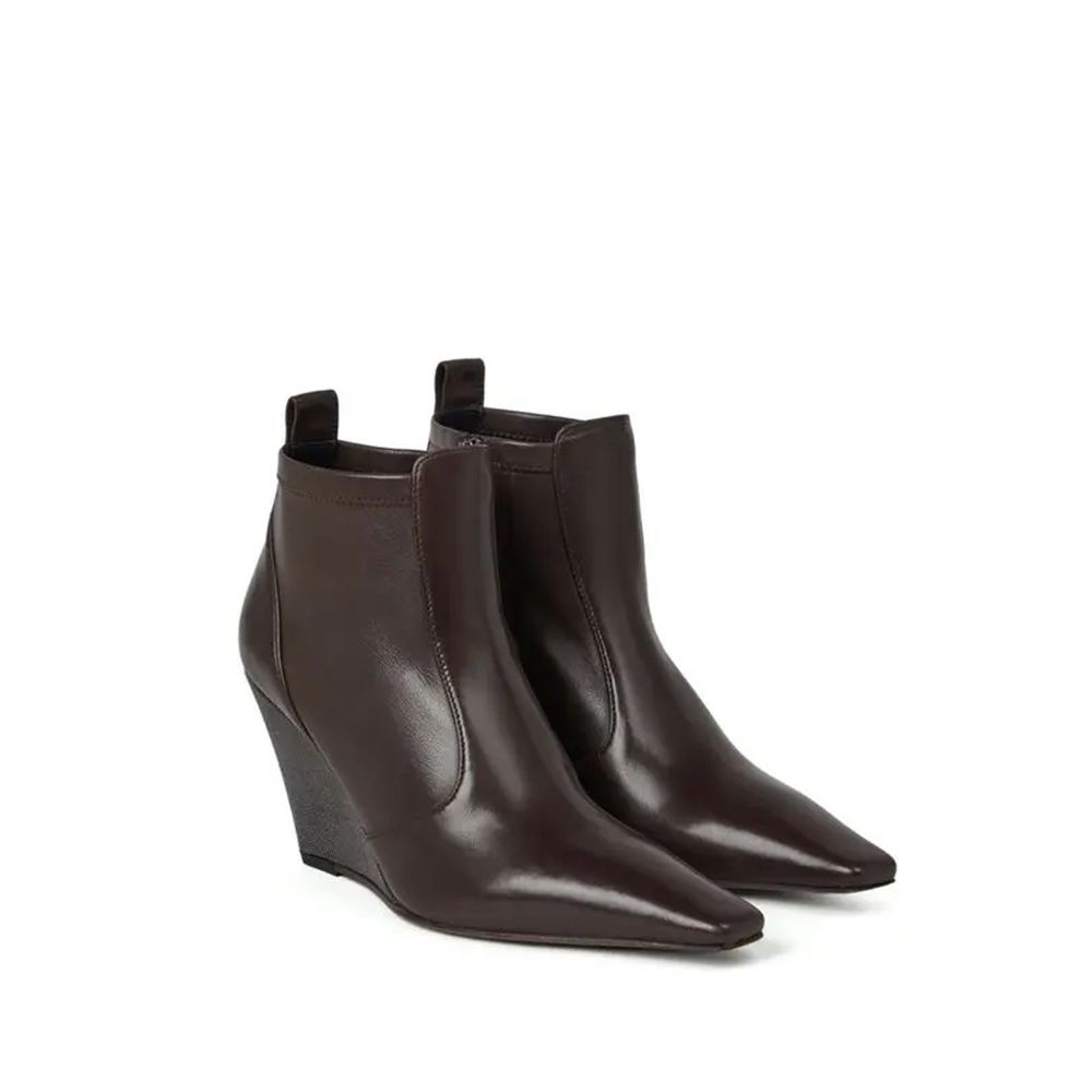 Brunello Cucinelli Brown Leather Ankle Women's Boots