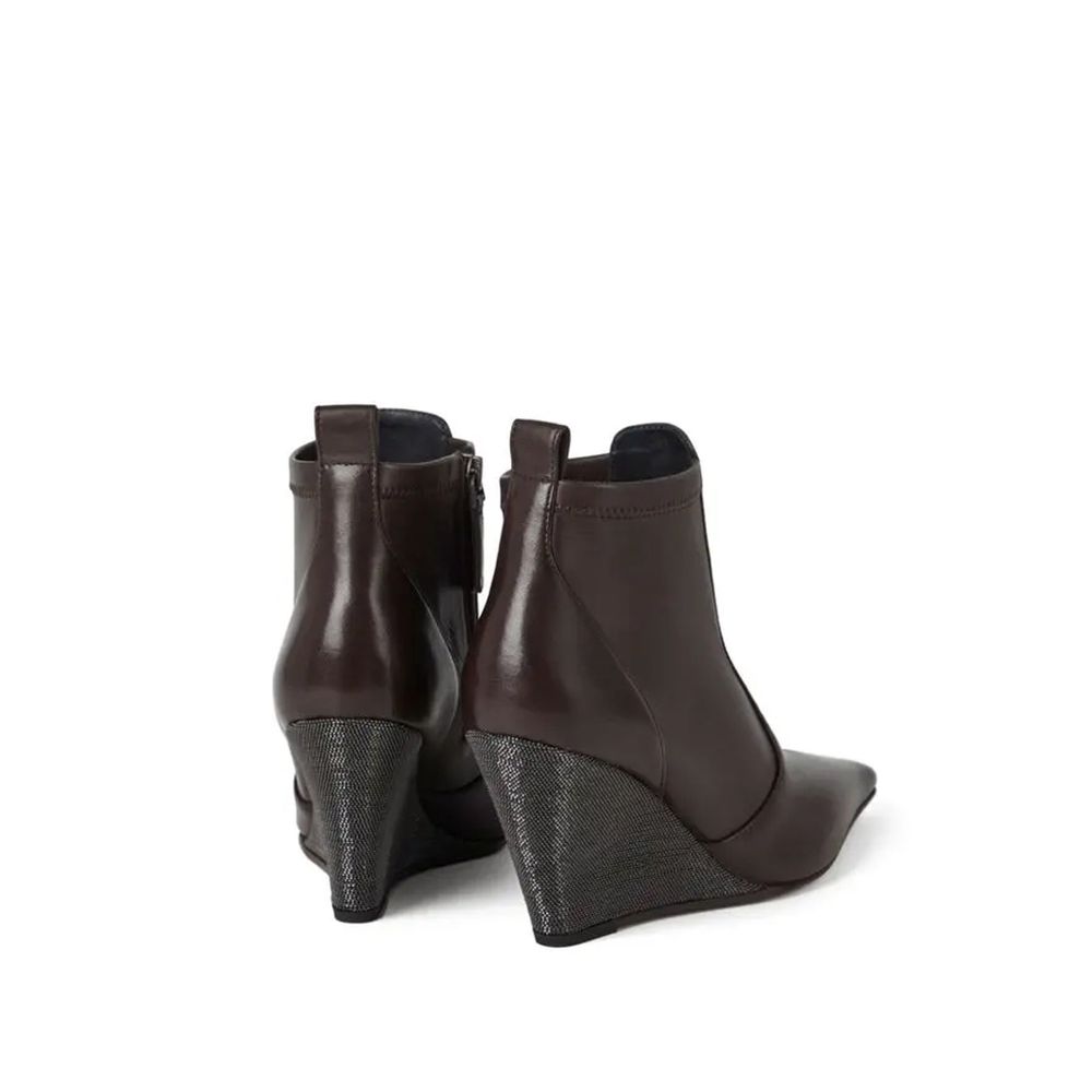 Brunello Cucinelli Brown Leather Ankle Women's Boots