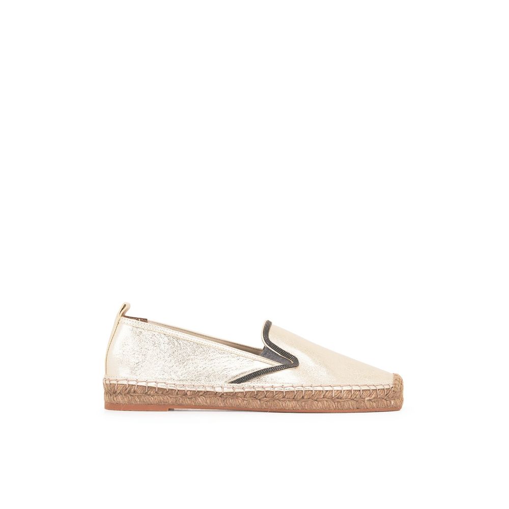 Brunello Cucinelli Gold Leather Women's Espadrilles