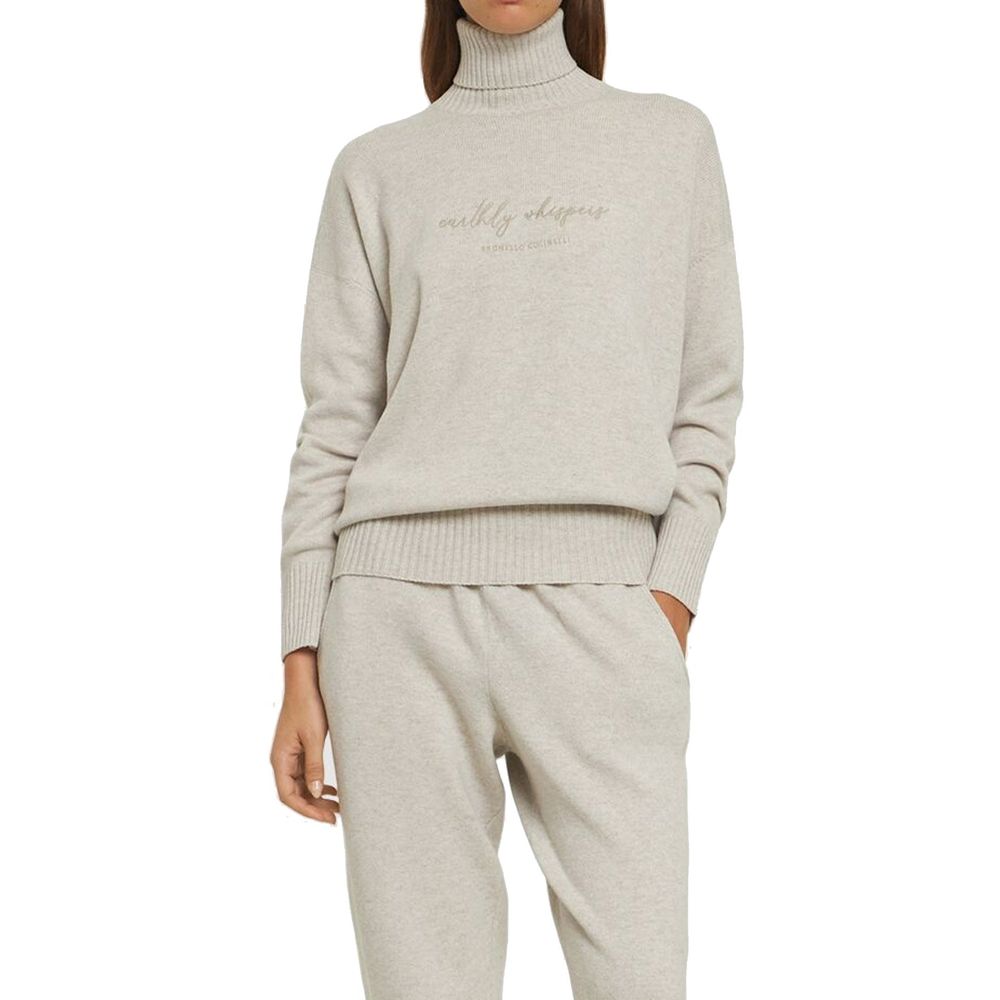 Brunello Cucinelli Beige Cashmere Women's Turtleneck