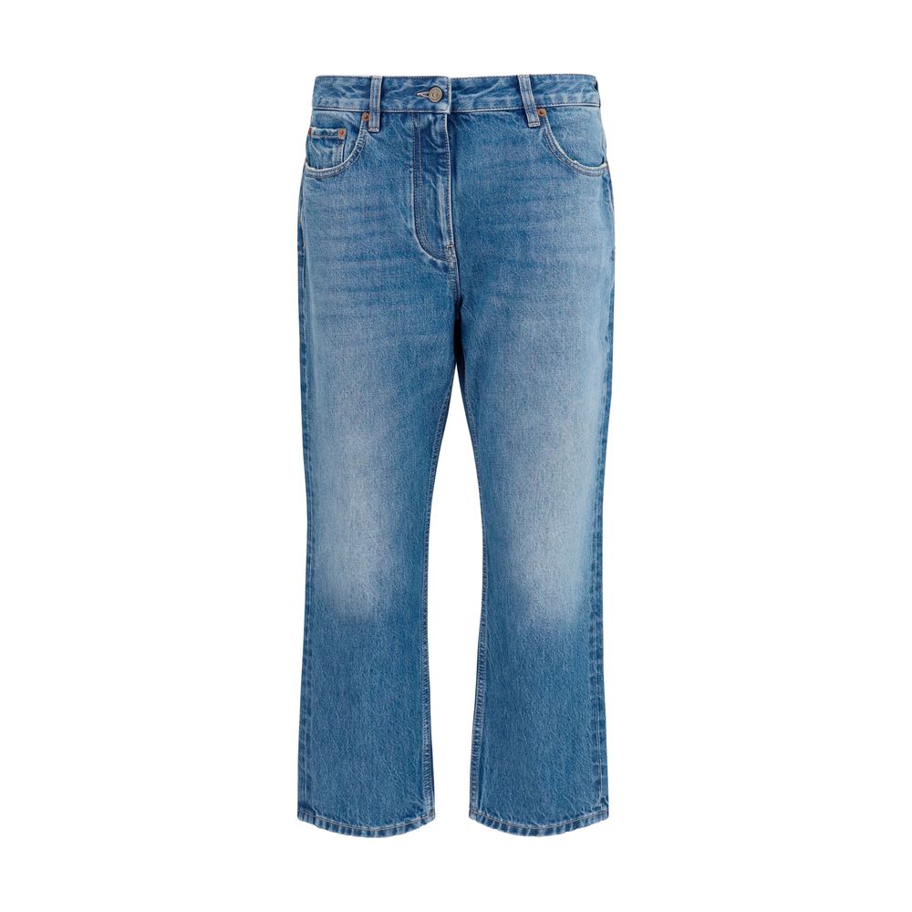 Valentino Blue Cotton Straight-Leg Women's Jeans