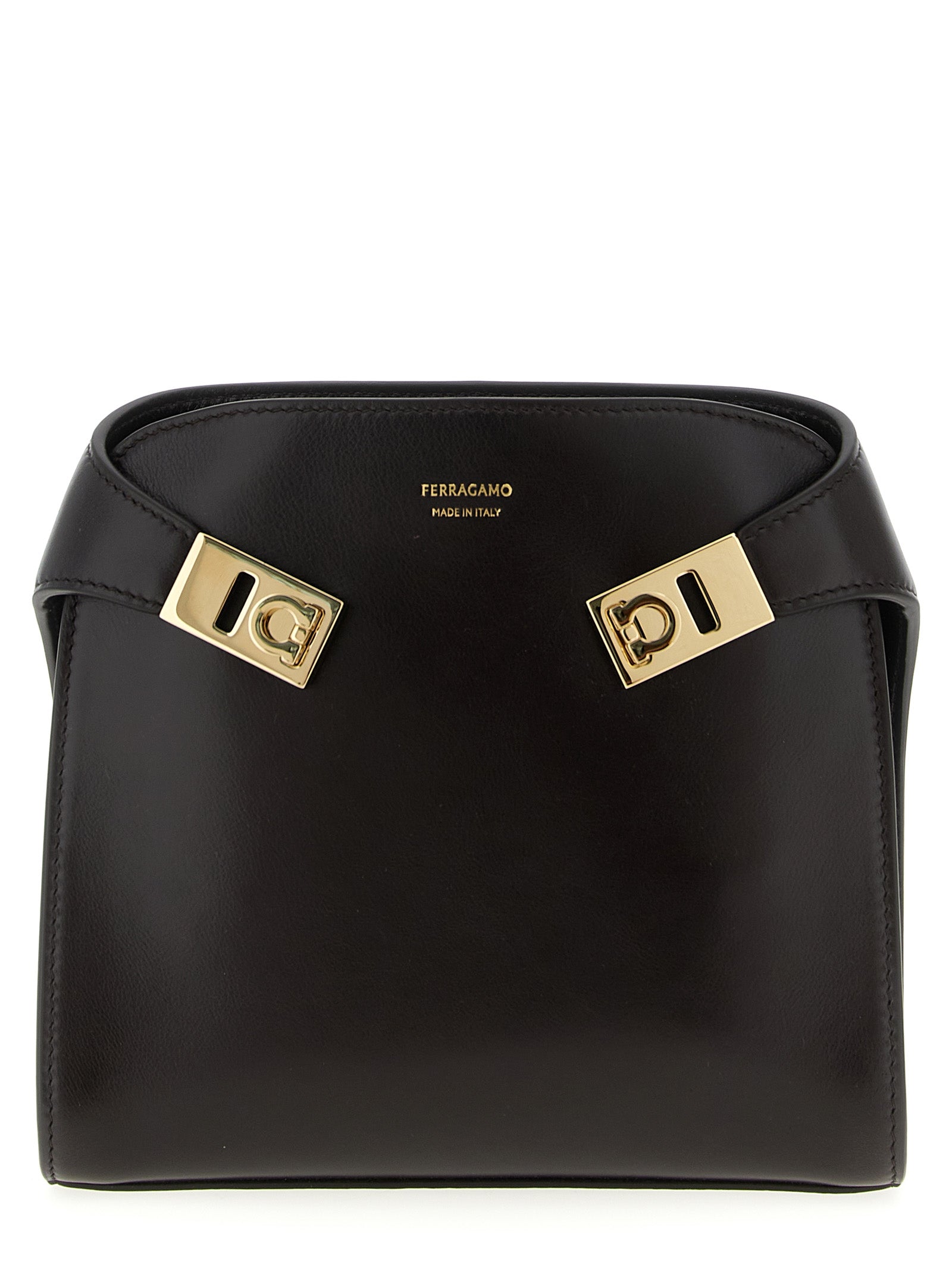 Ferragamo Brown Calfskin Crossbody Women's Bag
