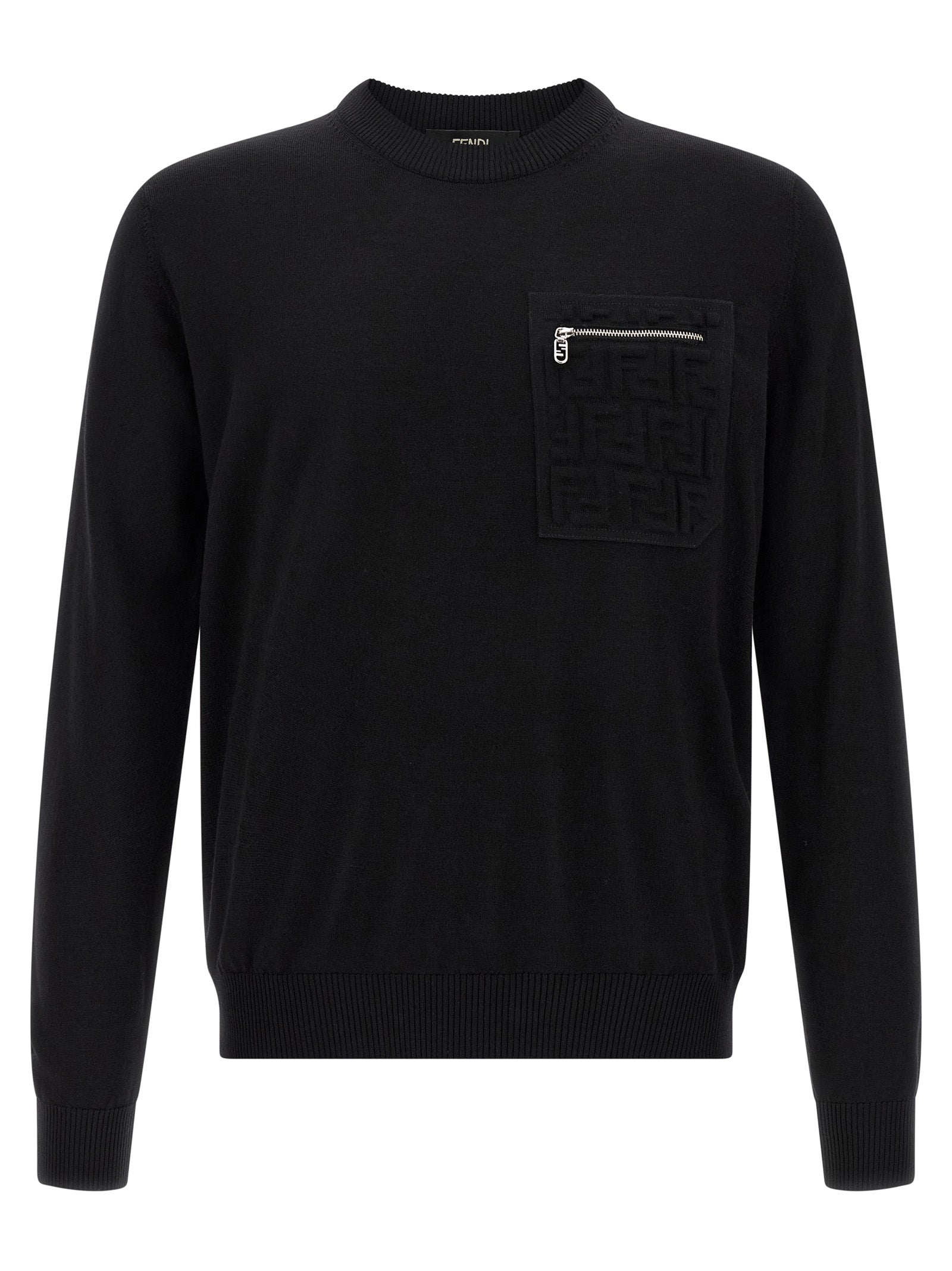 Fendi Black Virgin Wool Men's Cardigan