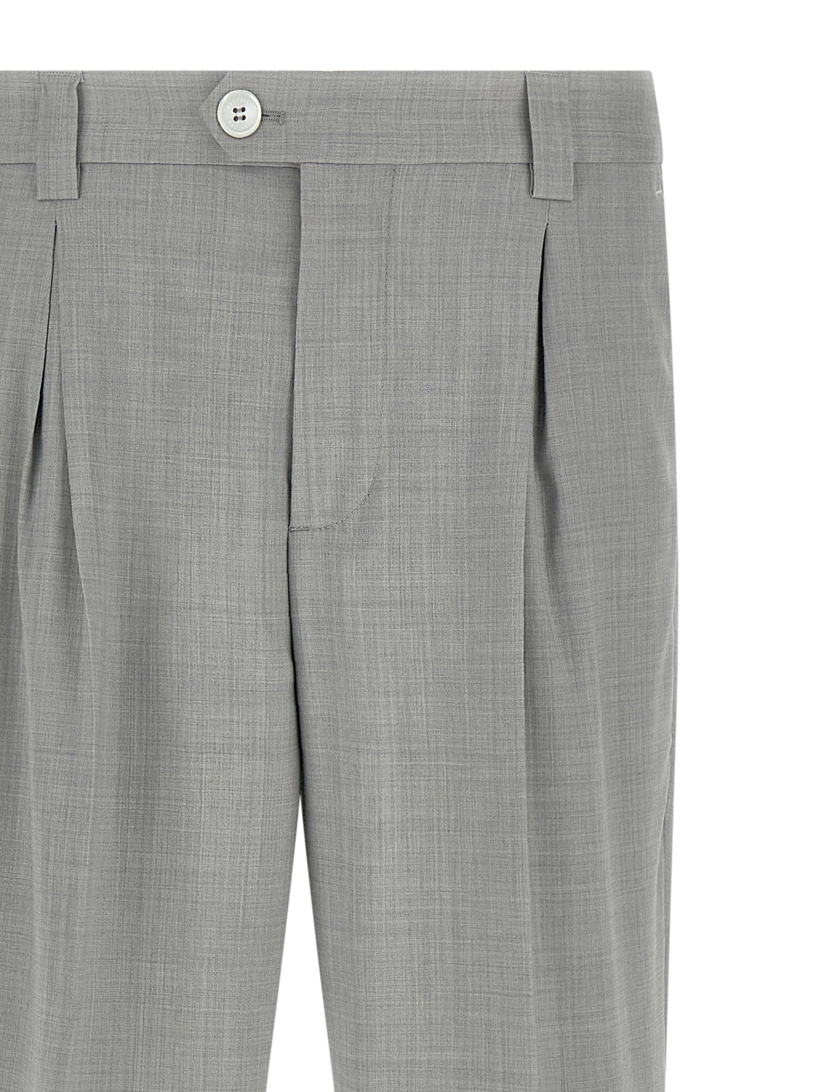 Brunello Cucinelli Gray Virgin Wool Dress Men's Pants