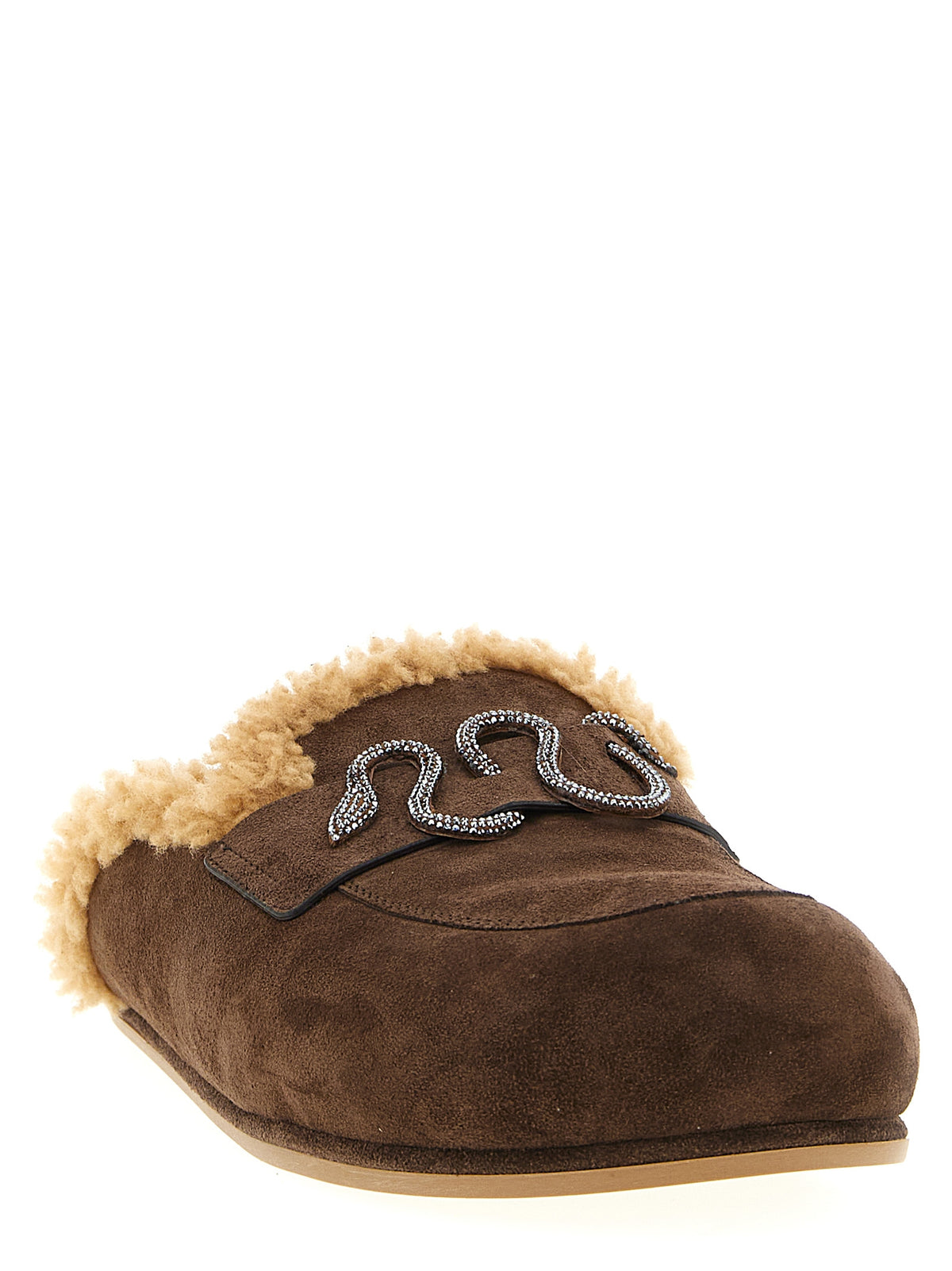 RENE CAOVILLA Brown Calfskin Women's Slides