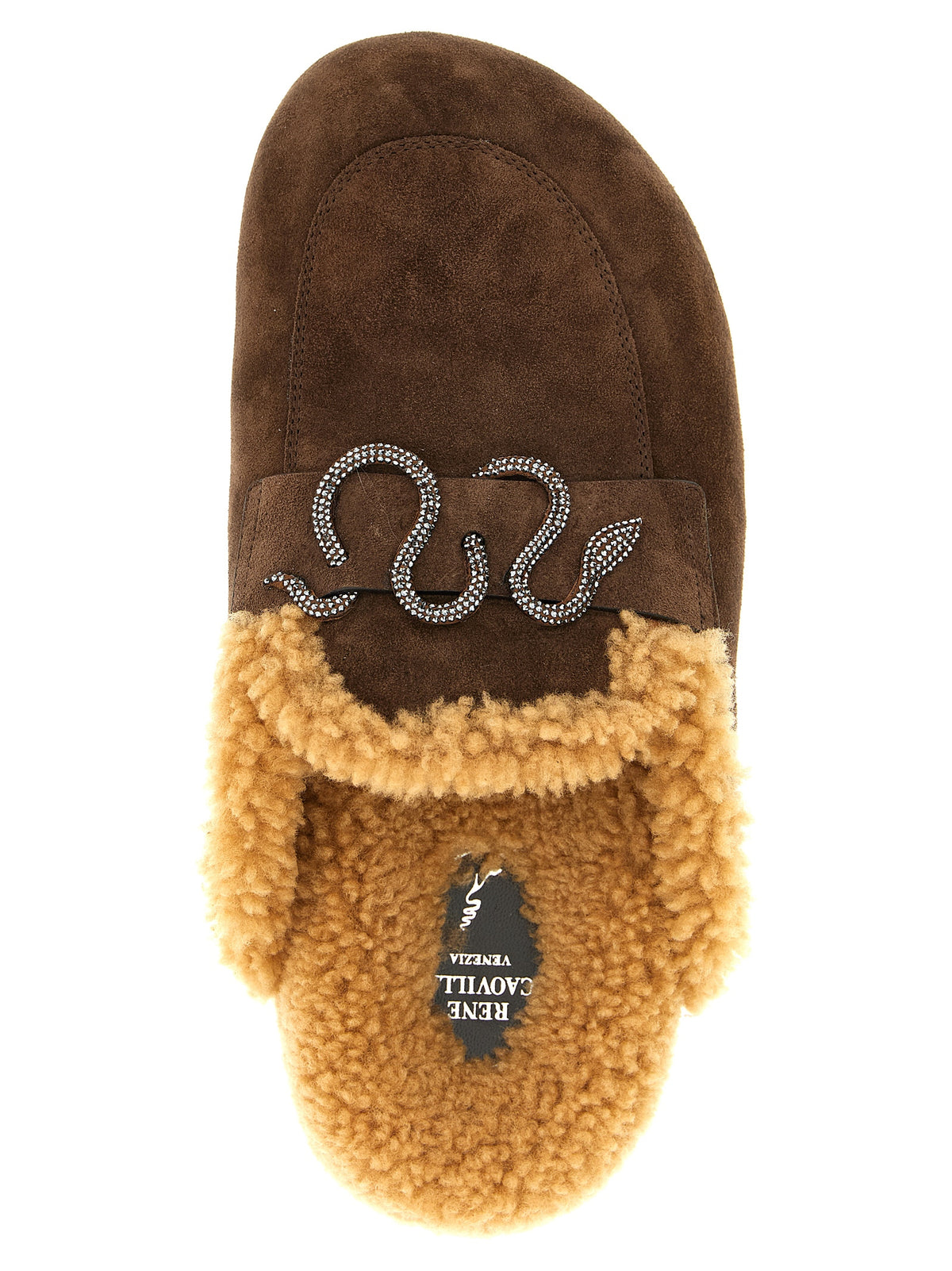 RENE CAOVILLA Brown Calfskin Women's Slides