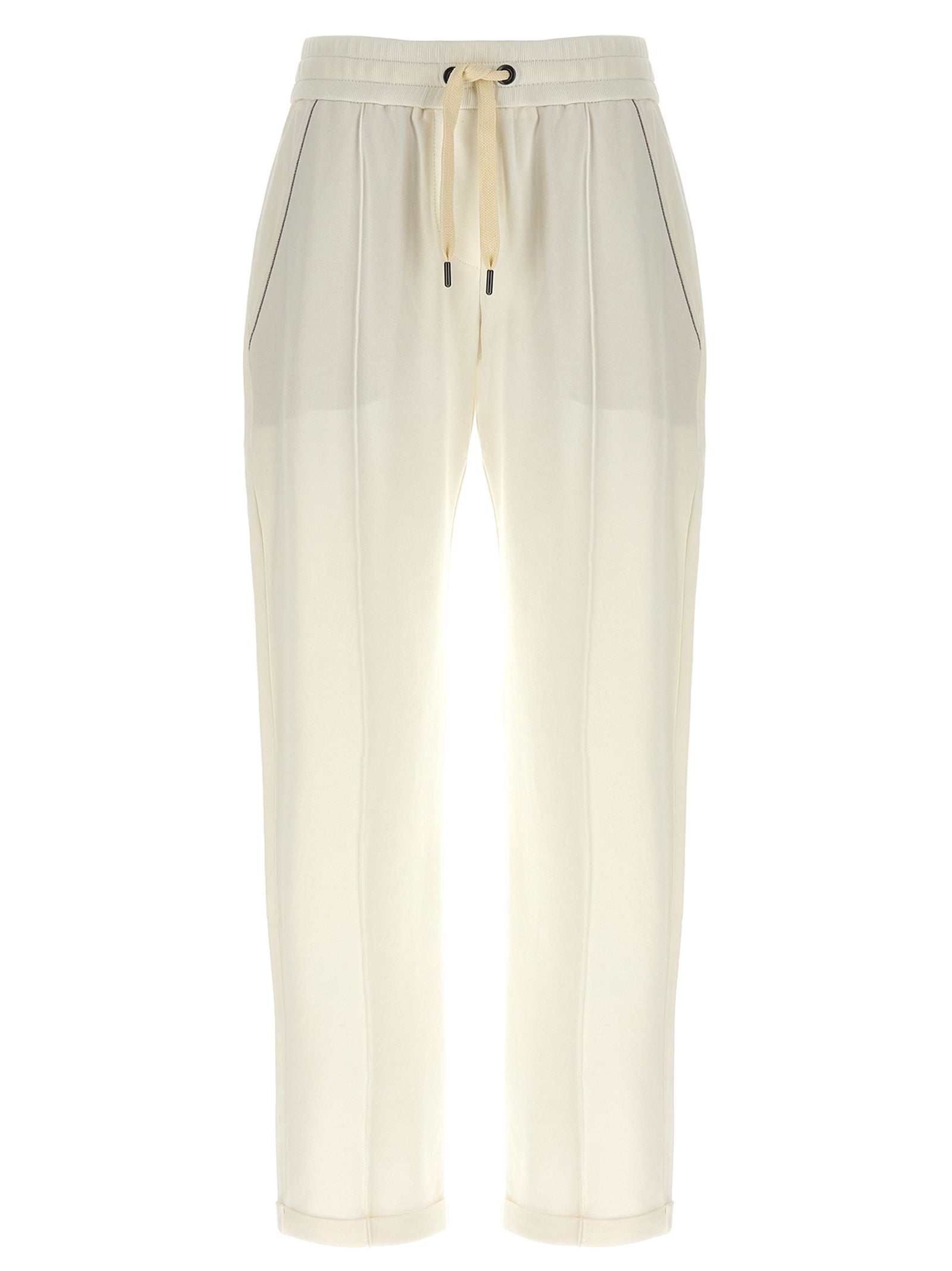Brunello Cucinelli White Cotton Joggers (Workout Women's Pants)