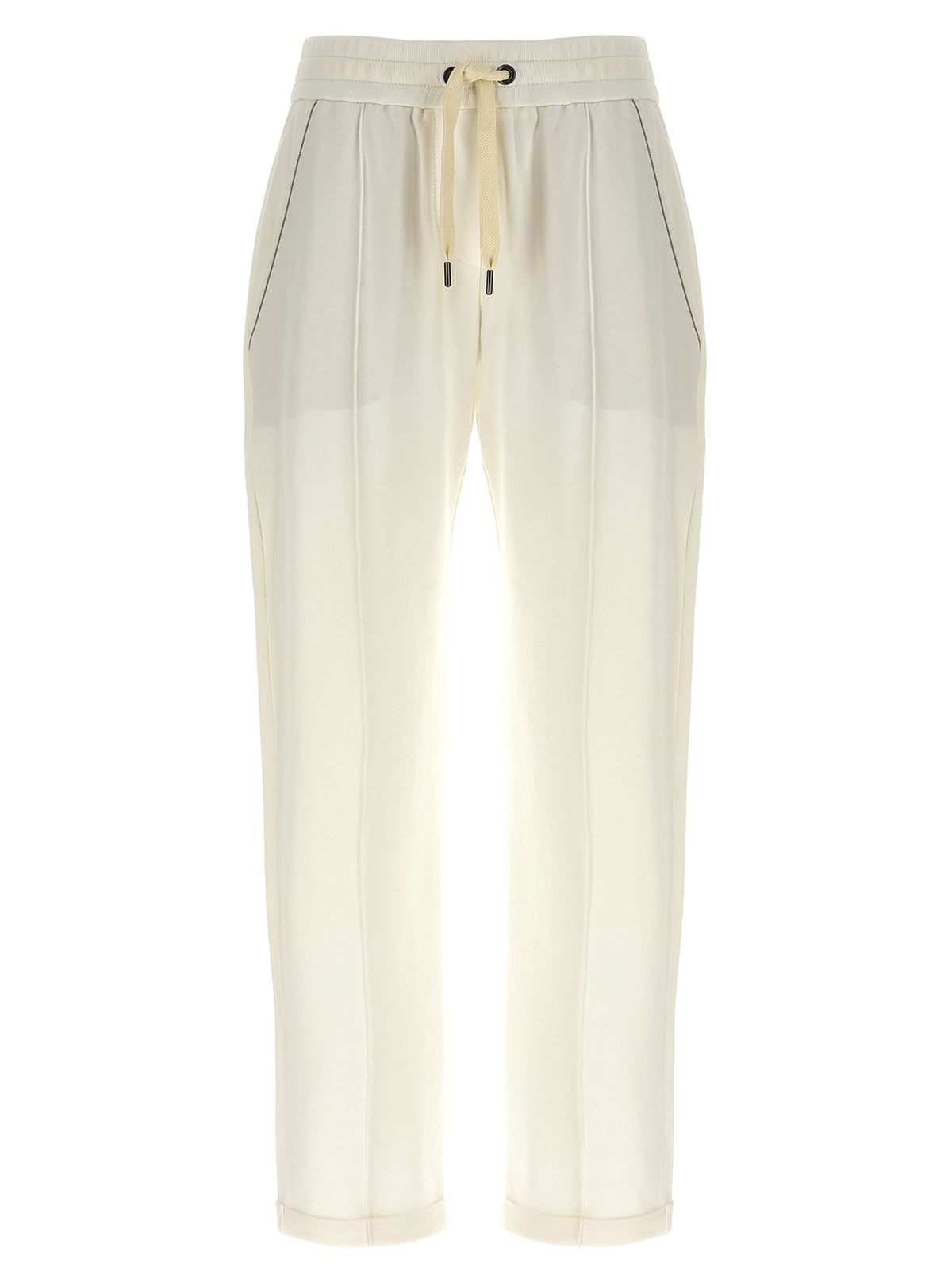 Brunello Cucinelli White Cotton Joggers (Workout Women's Pants)