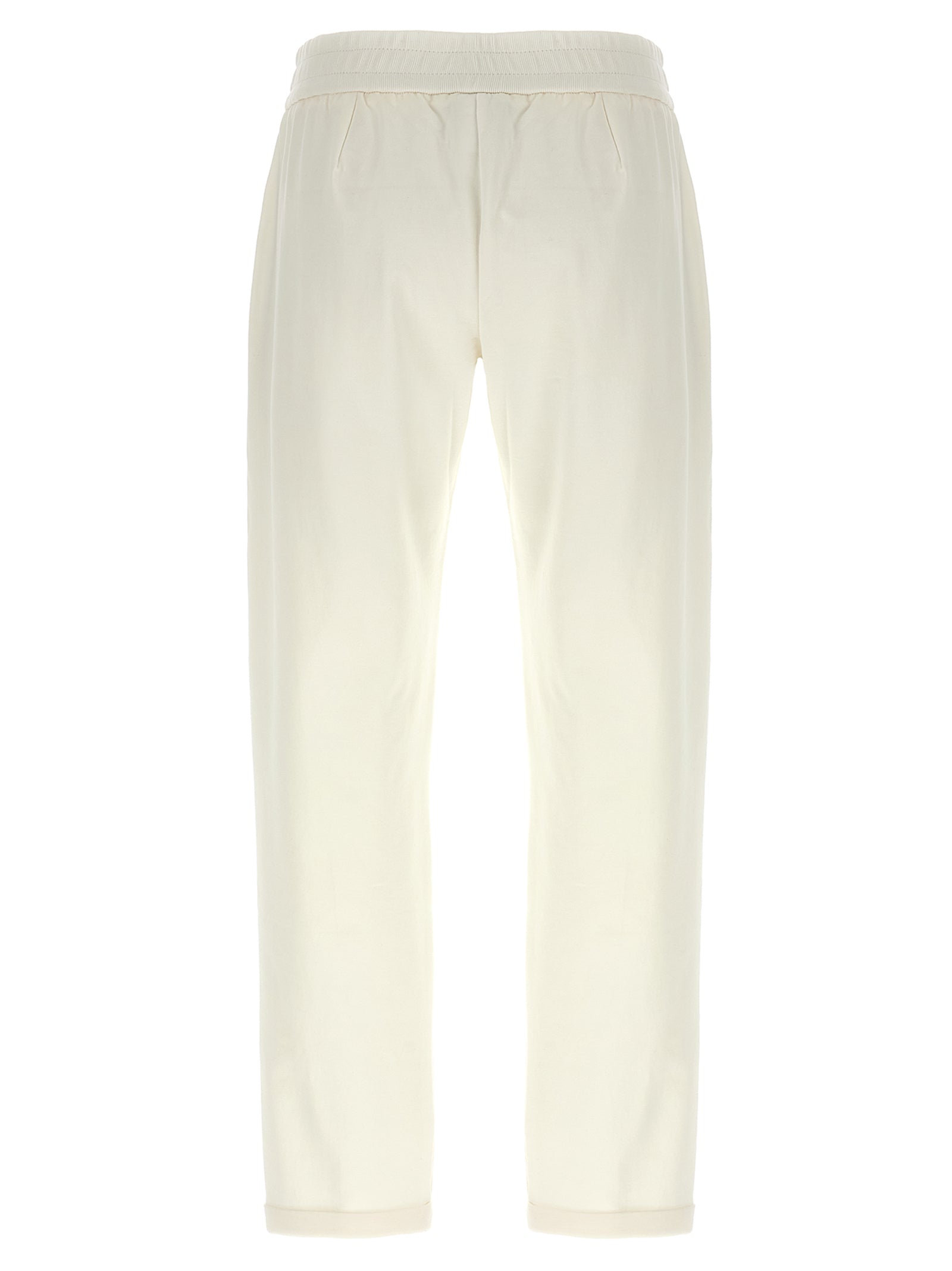 Brunello Cucinelli White Cotton Joggers (Workout Women's Pants)