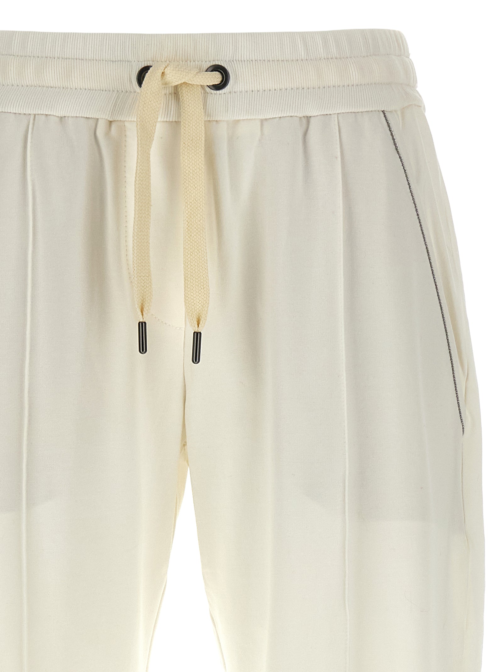 Brunello Cucinelli White Cotton Joggers (Workout Women's Pants)