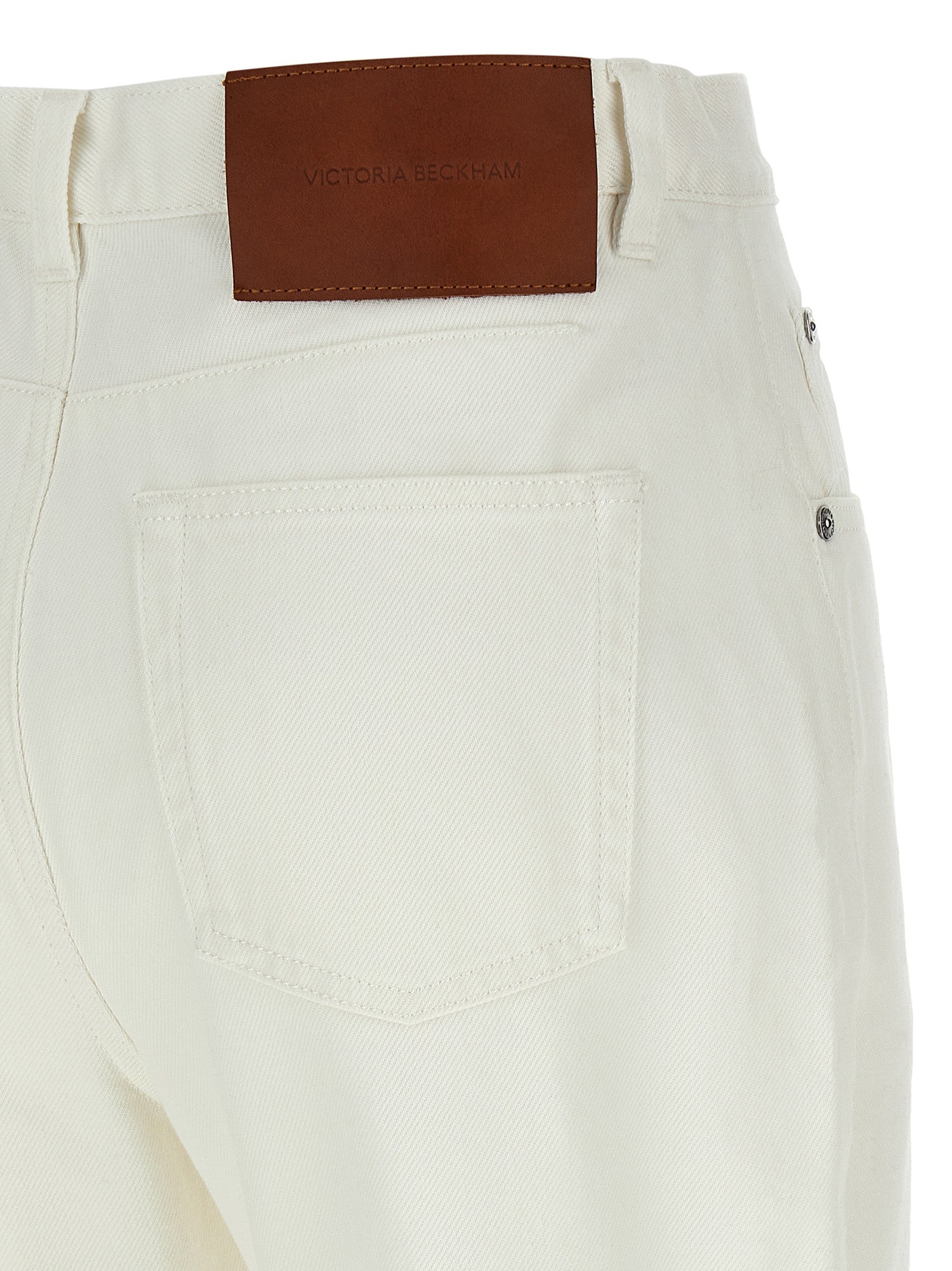 Victoria Beckham White Cotton High-Waisted Women's Jean