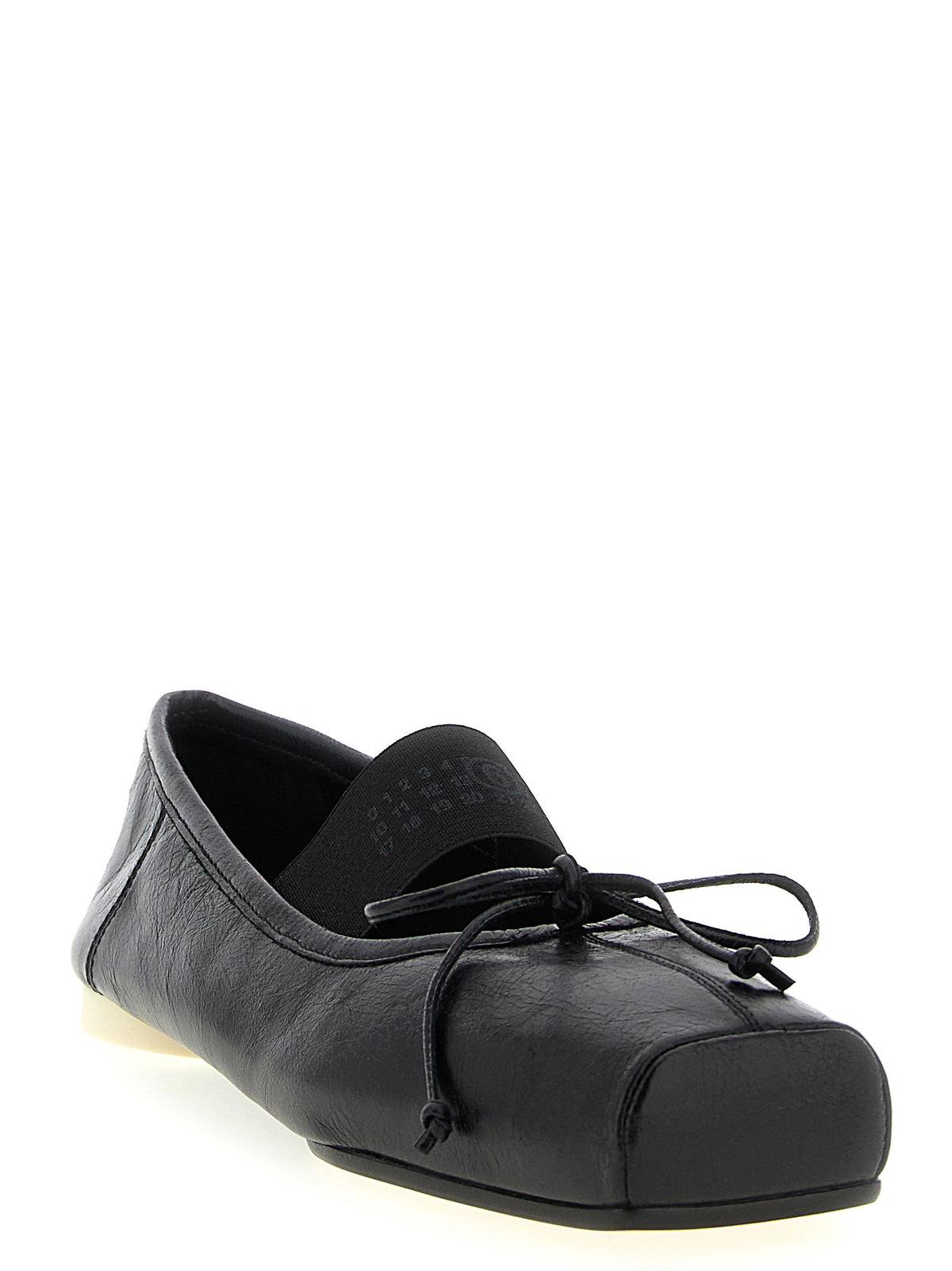 MM6 Maison Margiela Black Calfskin Ballet Women's Flats