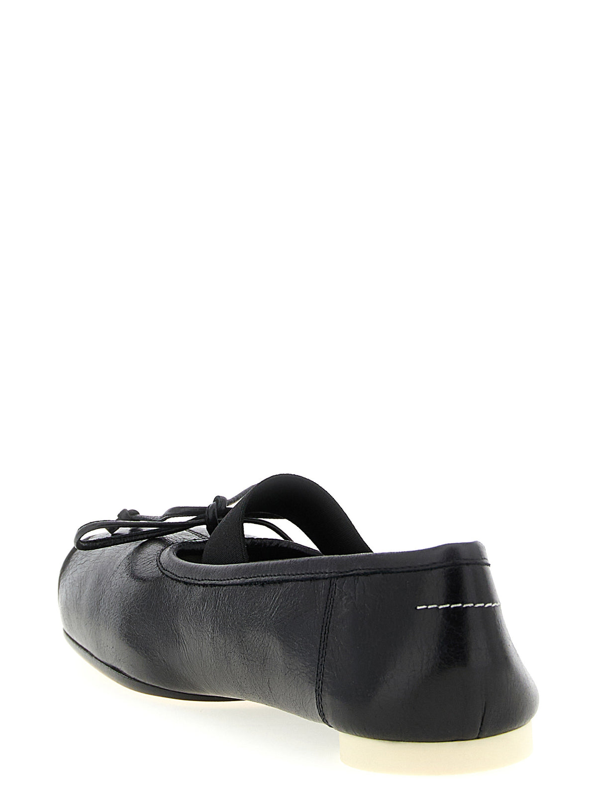 MM6 Maison Margiela Black Calfskin Ballet Women's Flats
