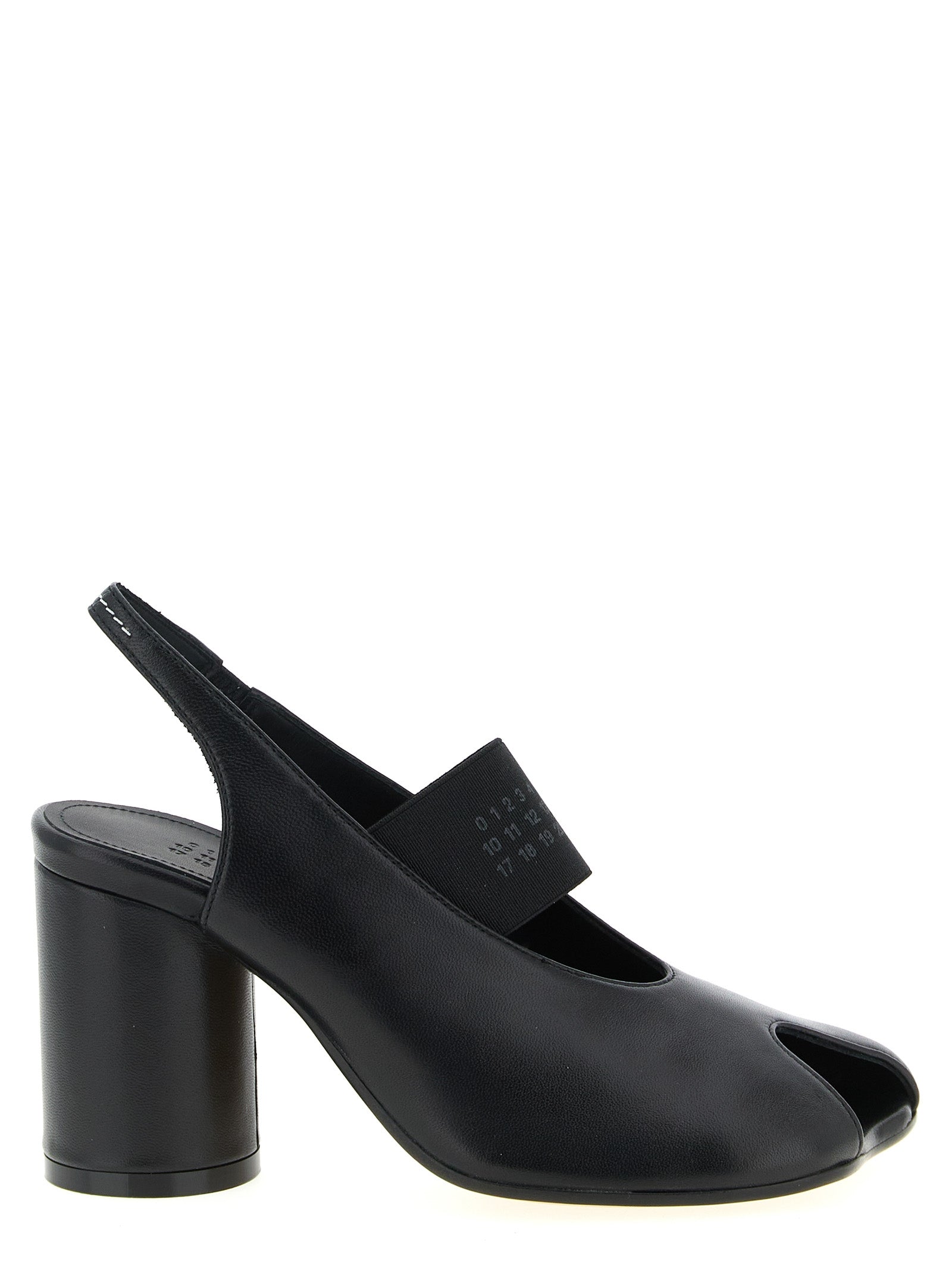 MM6 Maison Margiela Black Lamb Leather Mid Heel Women's Pumps