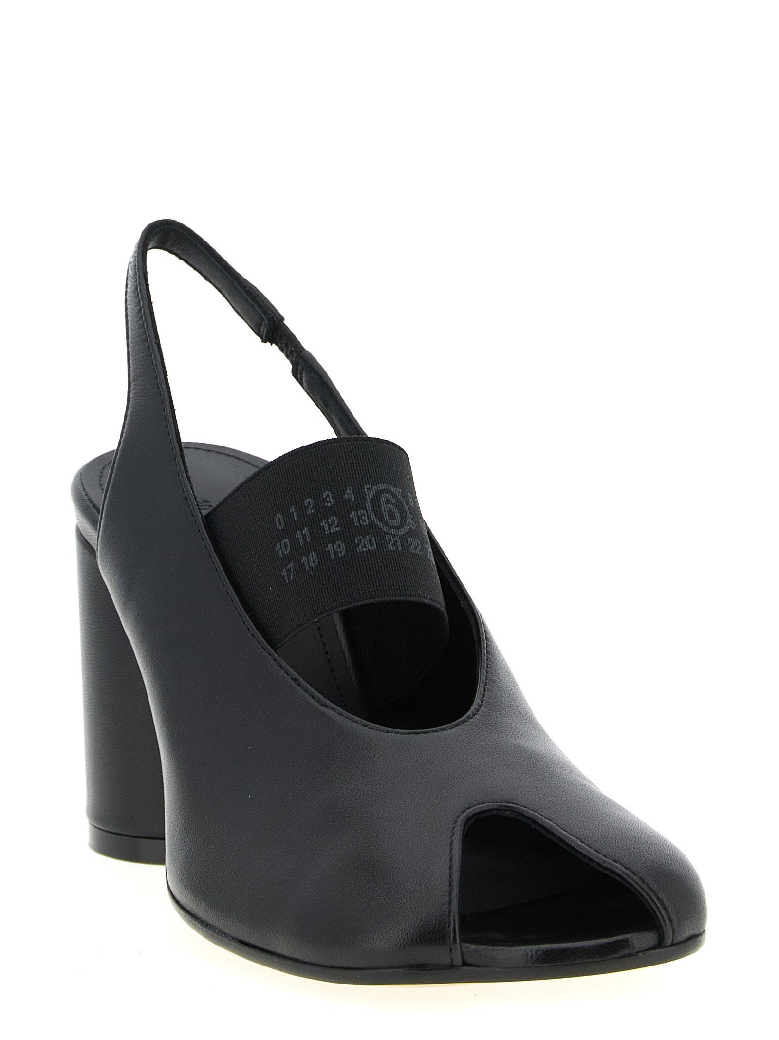 MM6 Maison Margiela Black Lamb Leather Mid Heel Women's Pumps