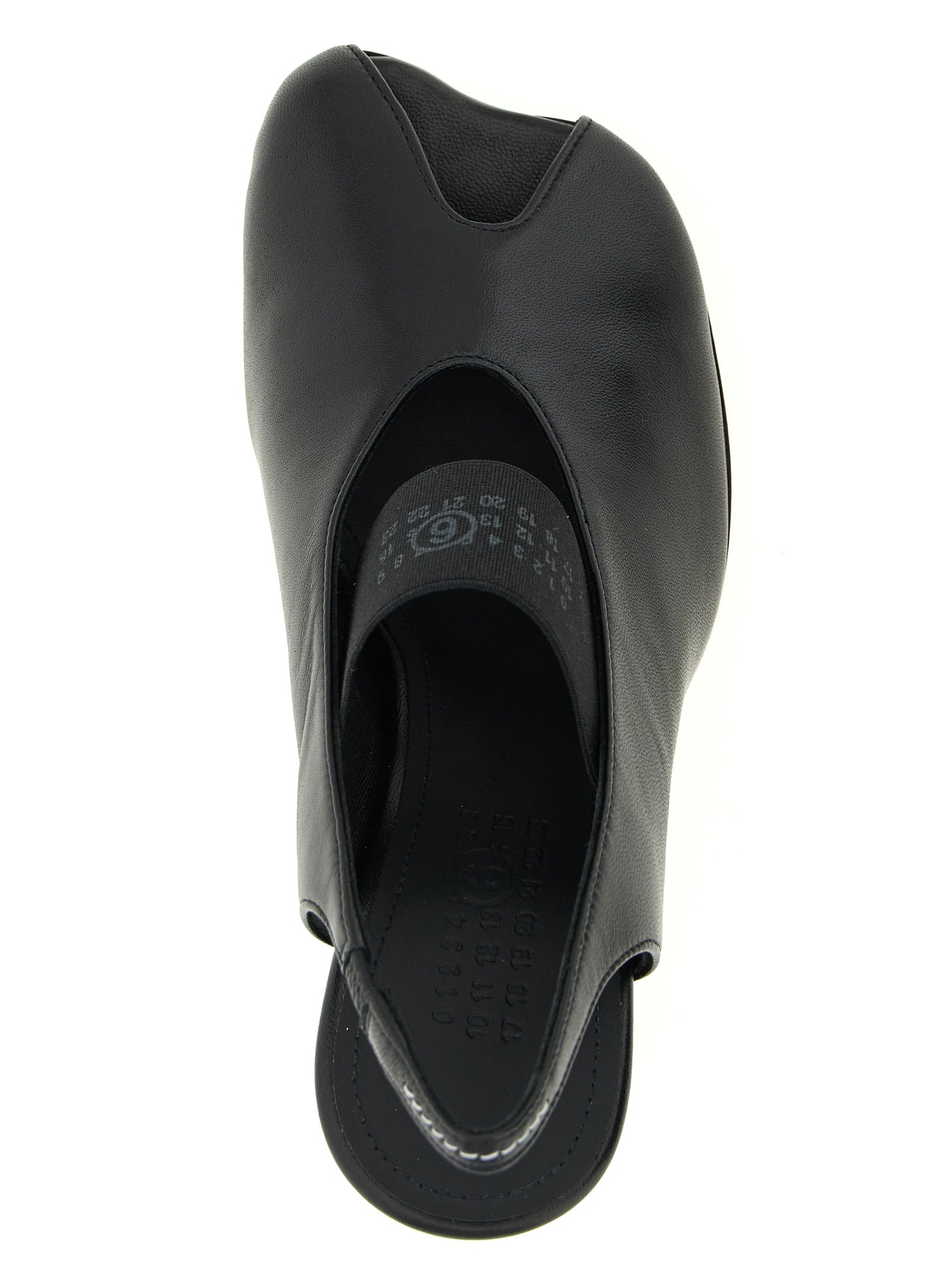 MM6 Maison Margiela Black Lamb Leather Mid Heel Women's Pumps