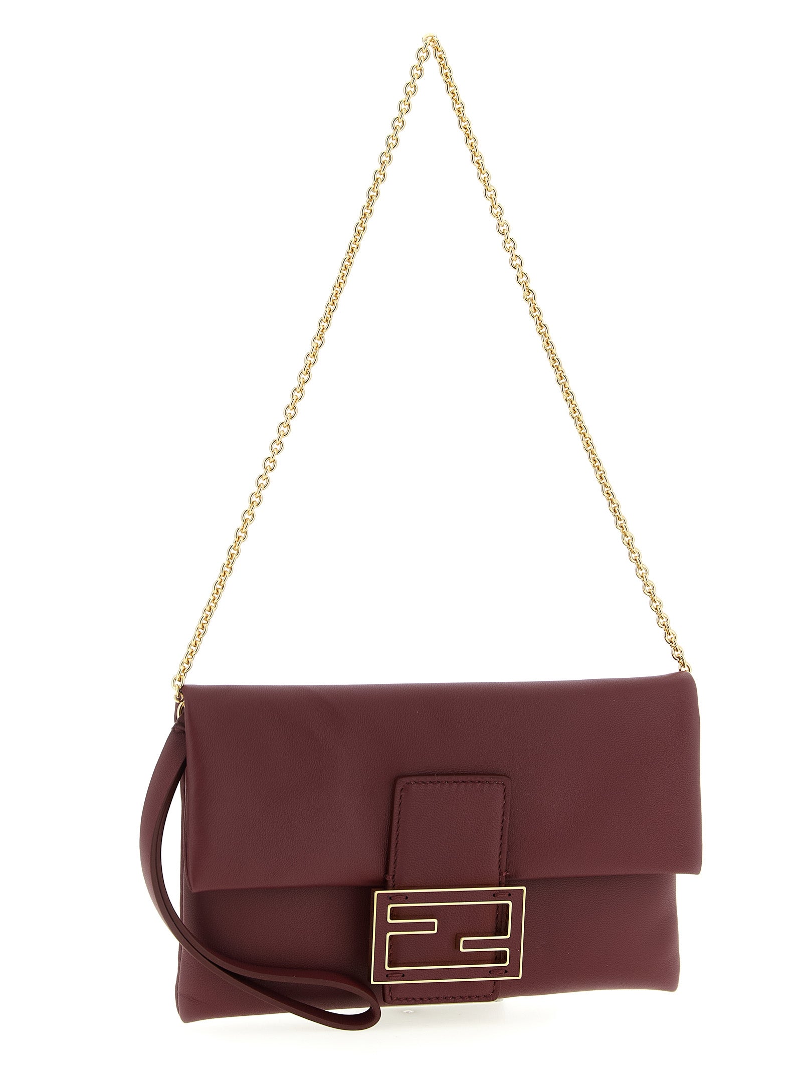 Fendi Bordeaux Lamb Leather Clutch Women's Bag