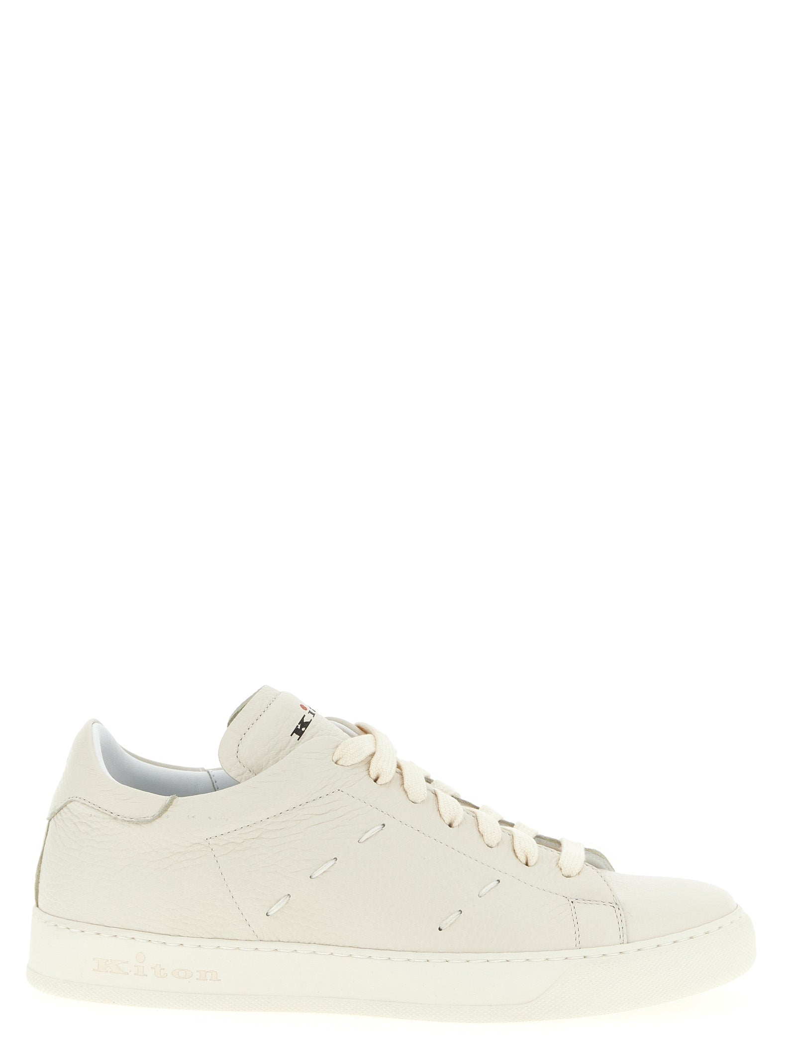 Kiton White Nubuc Leather Low Top Men's Sneakers