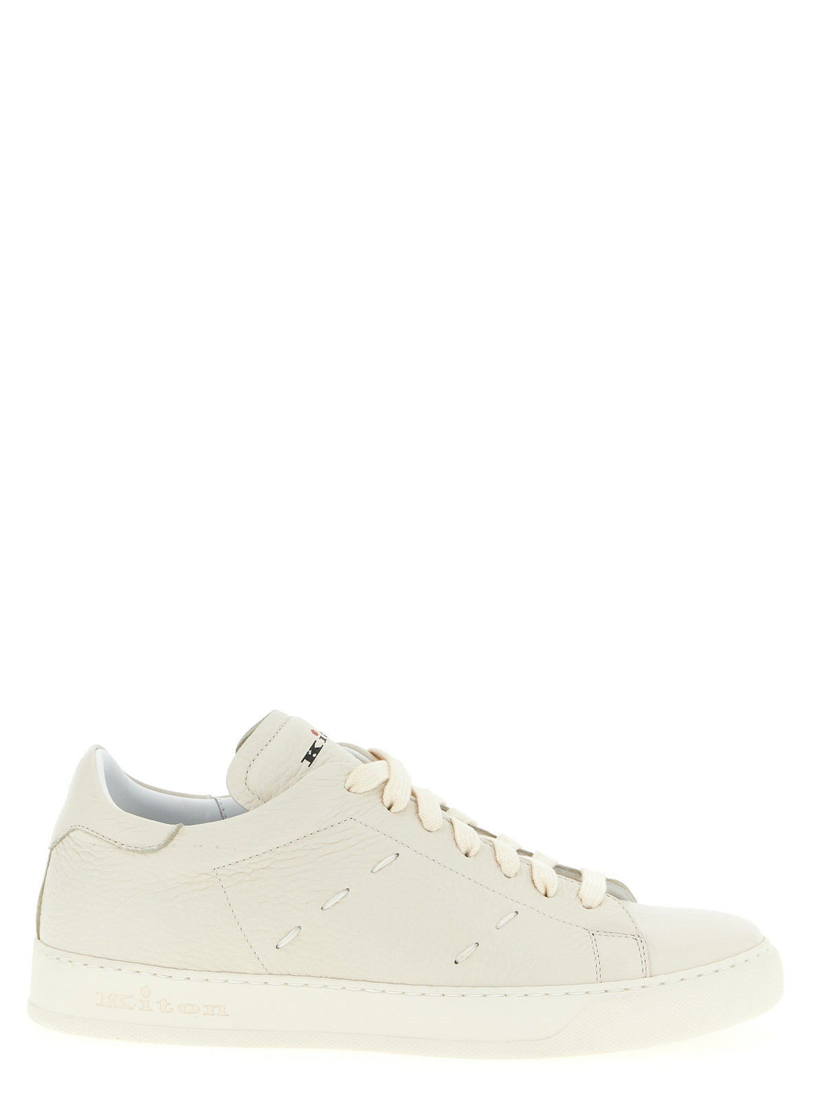 Kiton White Nubuc Leather Low Top Men's Sneakers