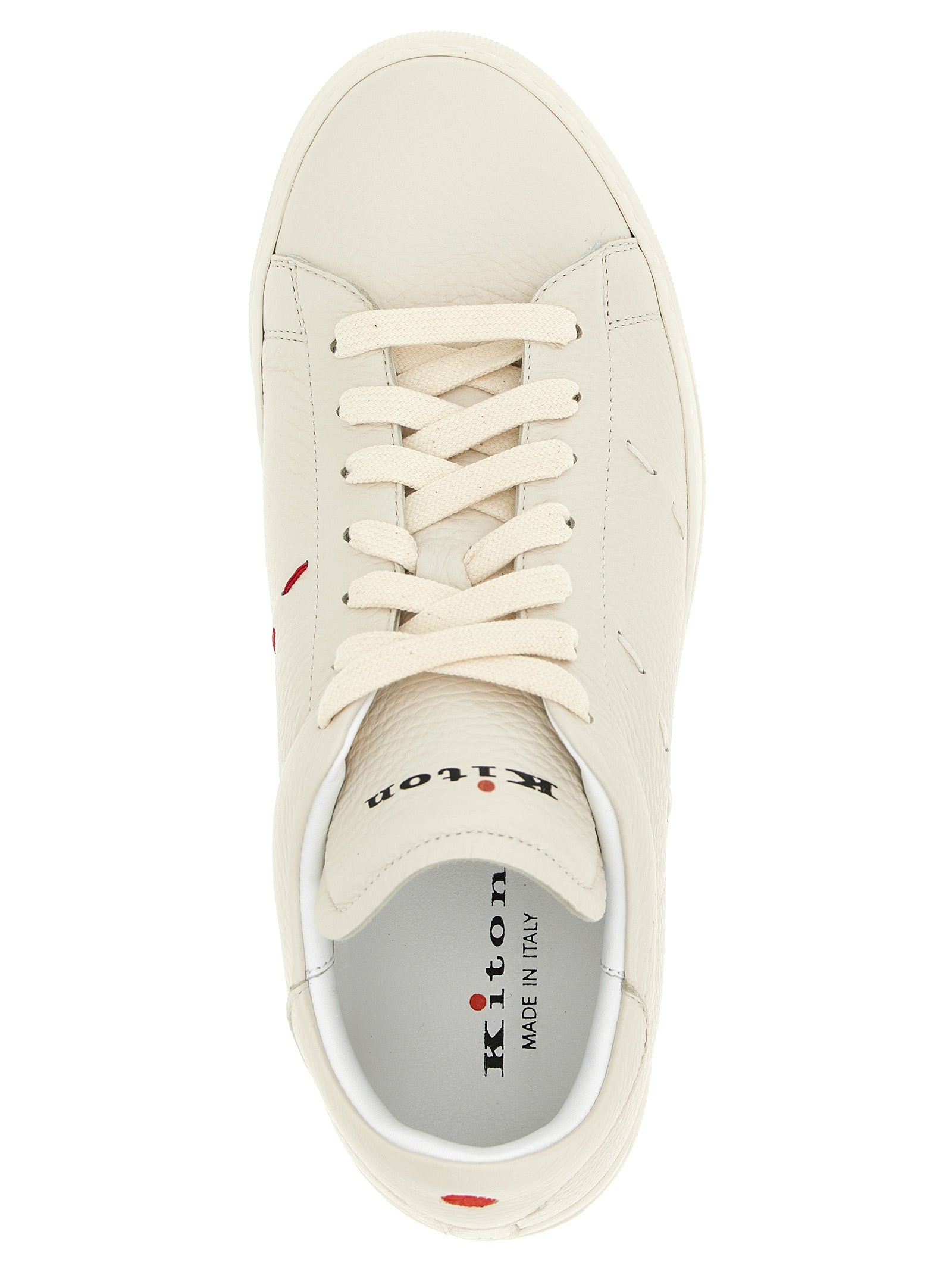 Kiton White Nubuc Leather Low Top Men's Sneakers