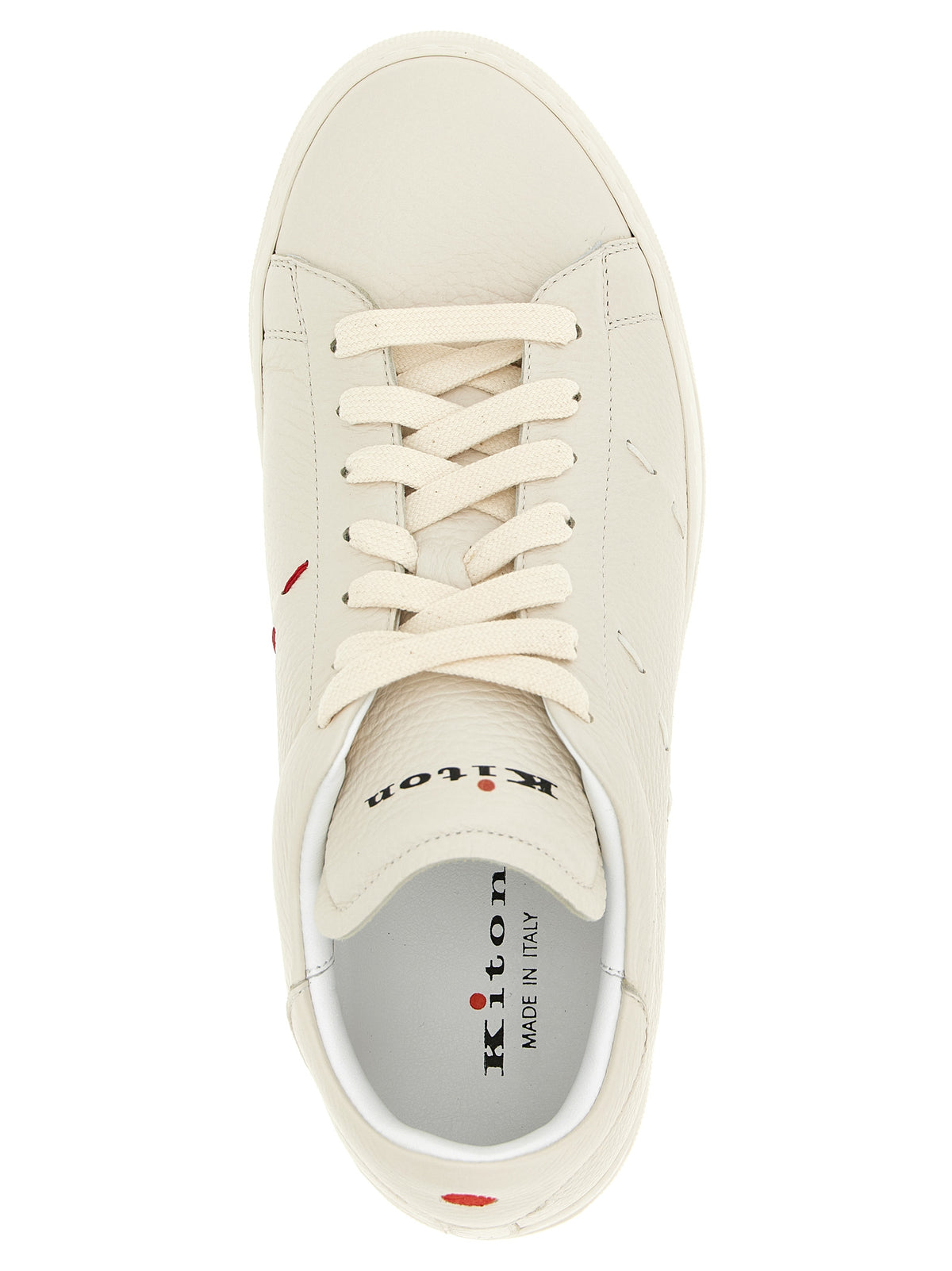Kiton White Nubuc Leather Low Top Men's Sneakers