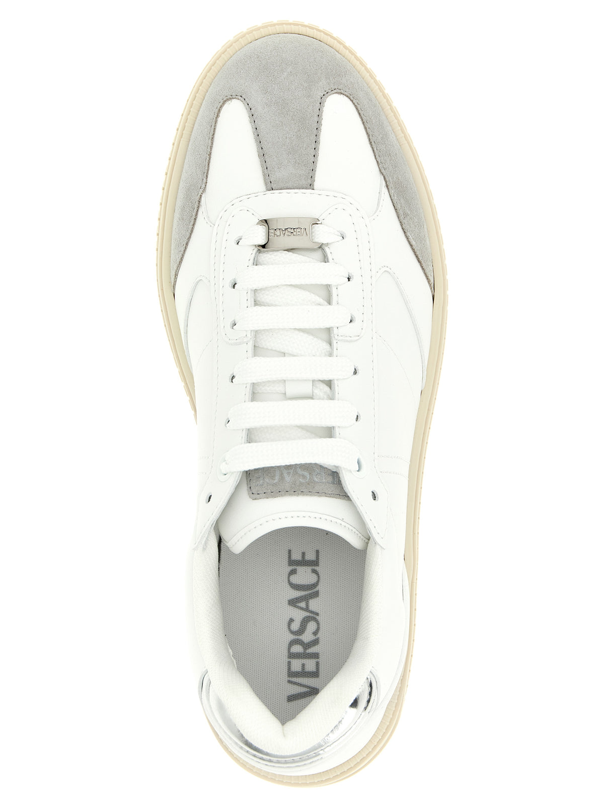 Versace White Calfskin Low Top Men's Sneakers
