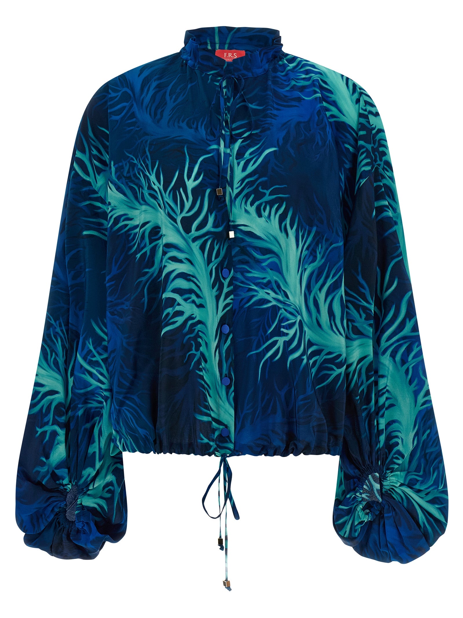 F.R.S. - FOR RESTLESS SLEEPERS Blue Silk Women's Blouse