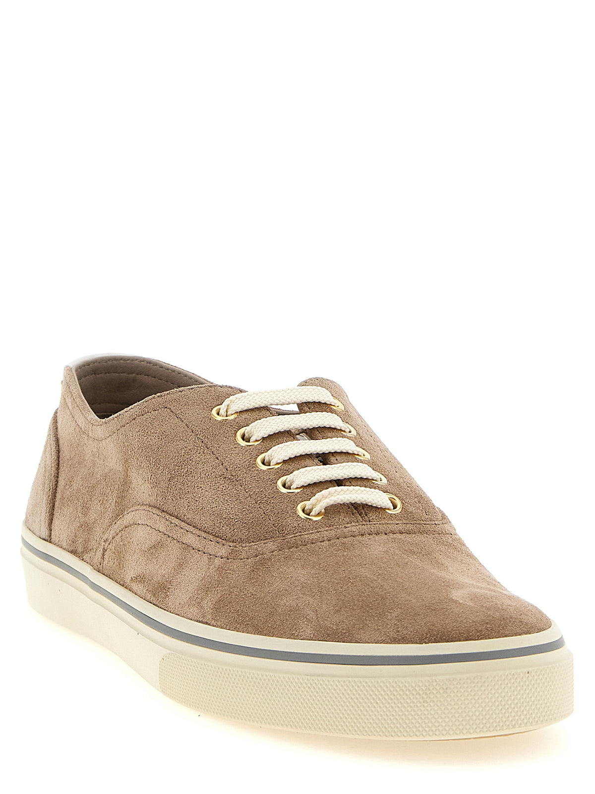 Brunello Cucinelli Beige Calfskin Low Top Men's Sneakers