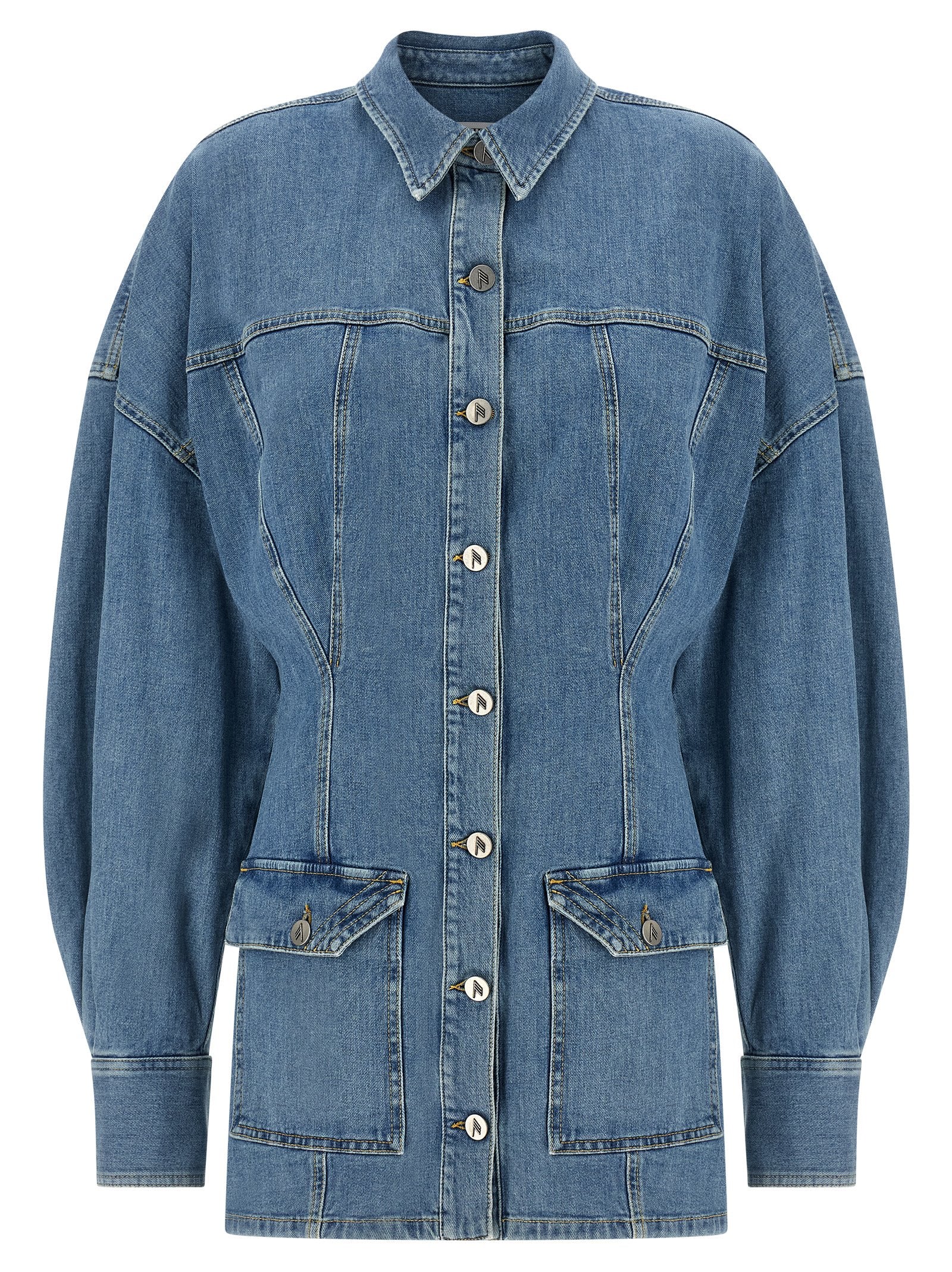 The Attico Blue Cotton Short Women's Dress