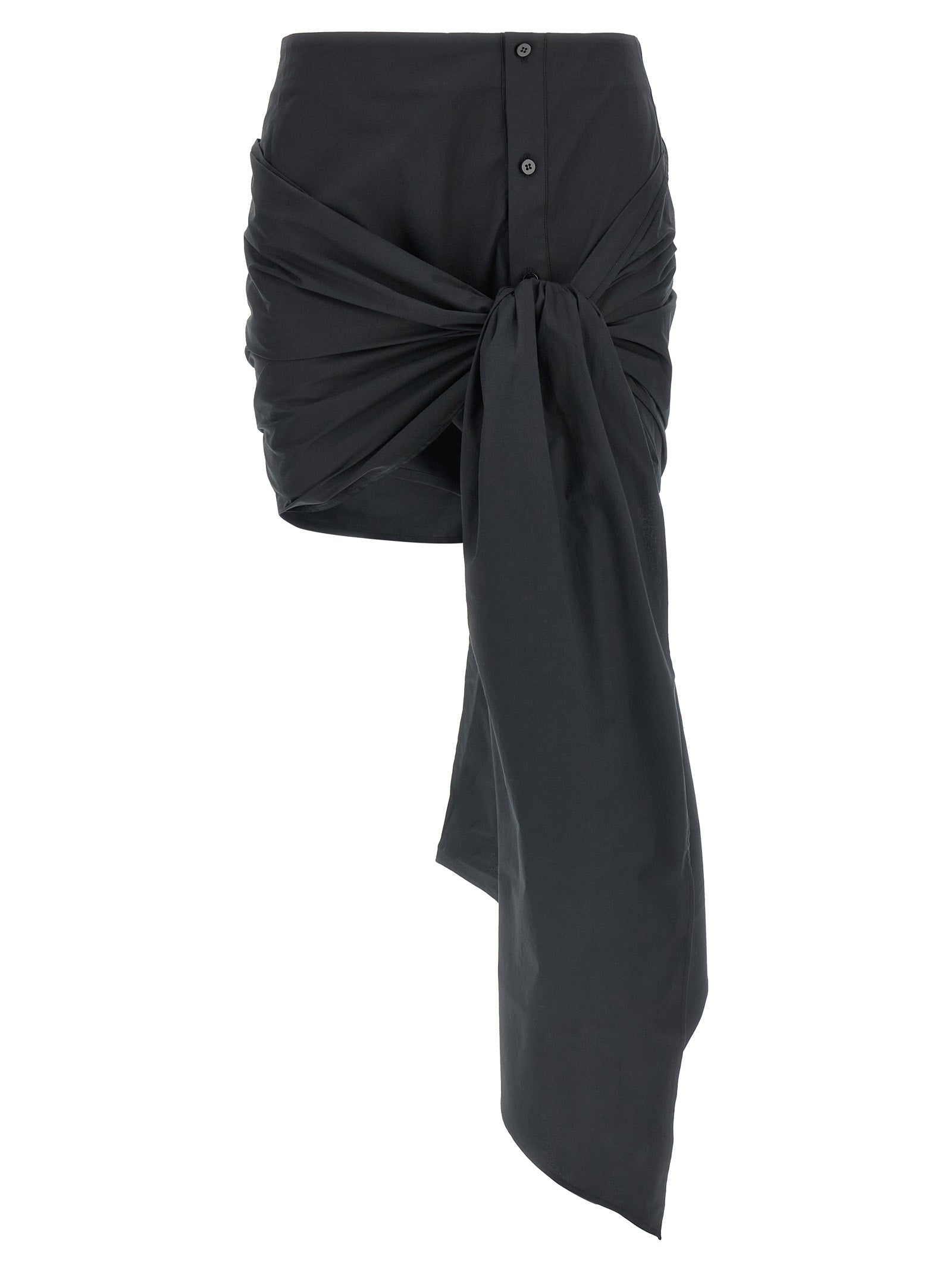 The Attico Black Cotton Long Women's Skirt