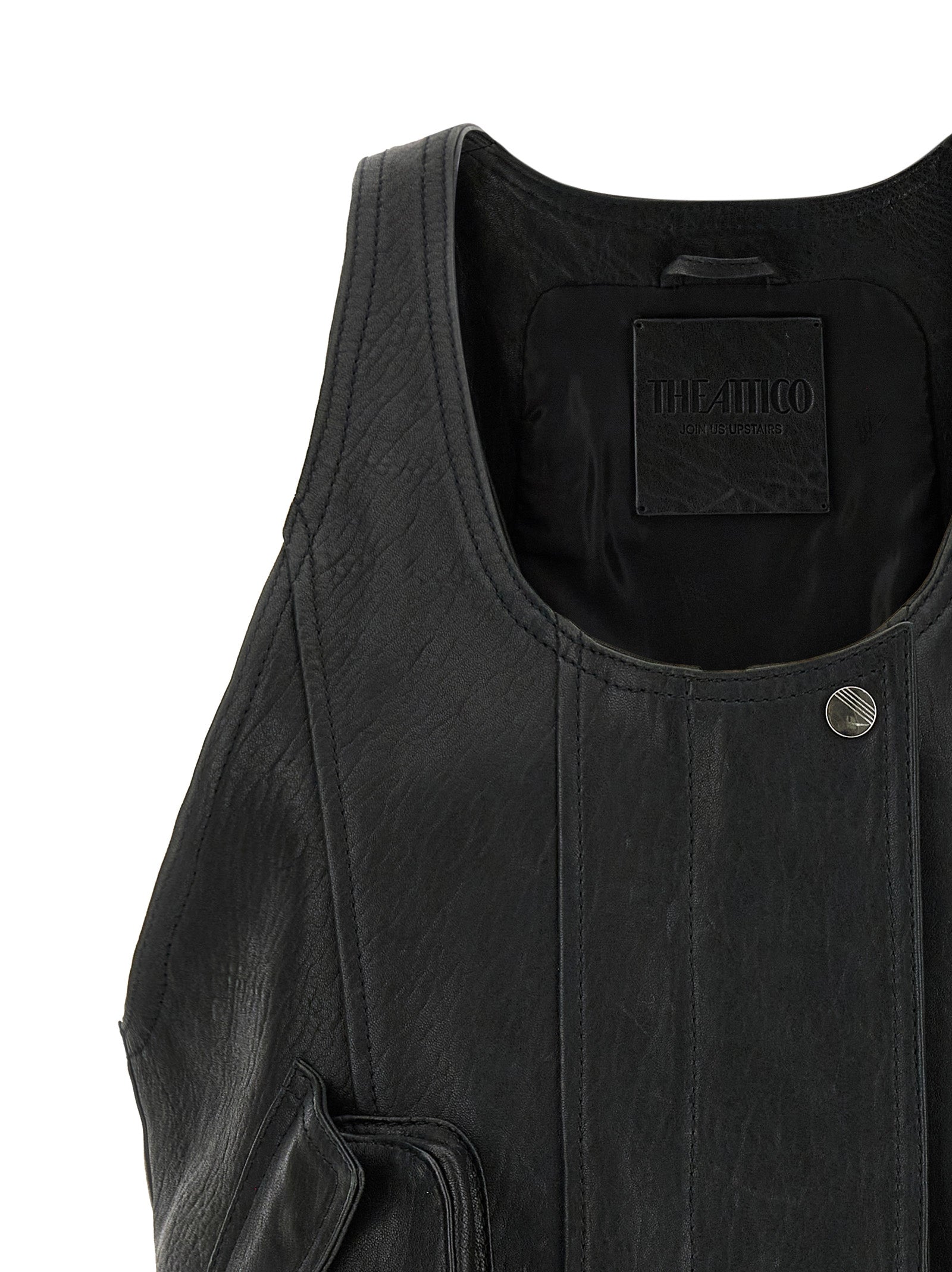The Attico Black Lamb Leather Sleeveless Women's Jacket