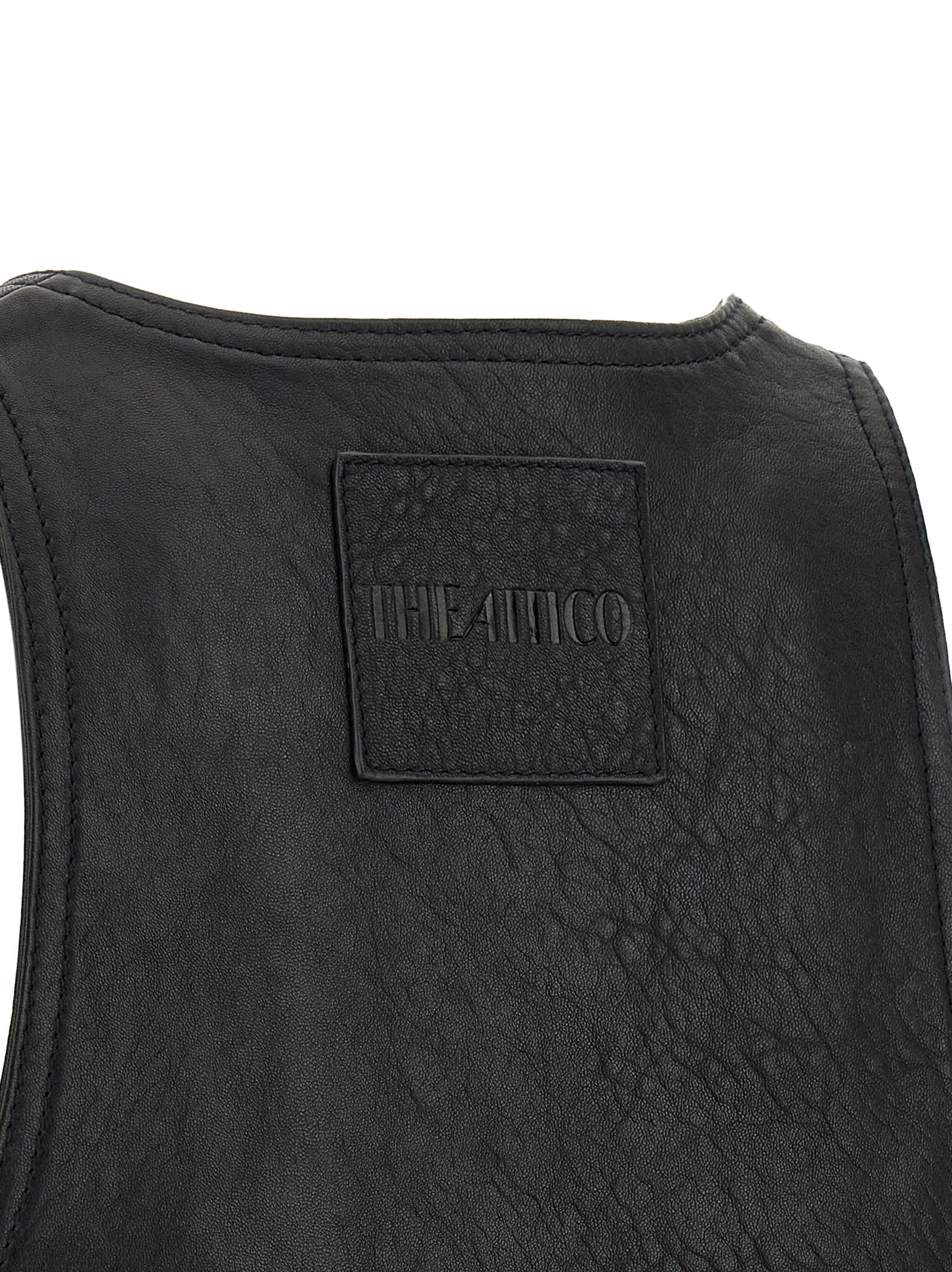 The Attico Black Lamb Leather Sleeveless Women's Jacket