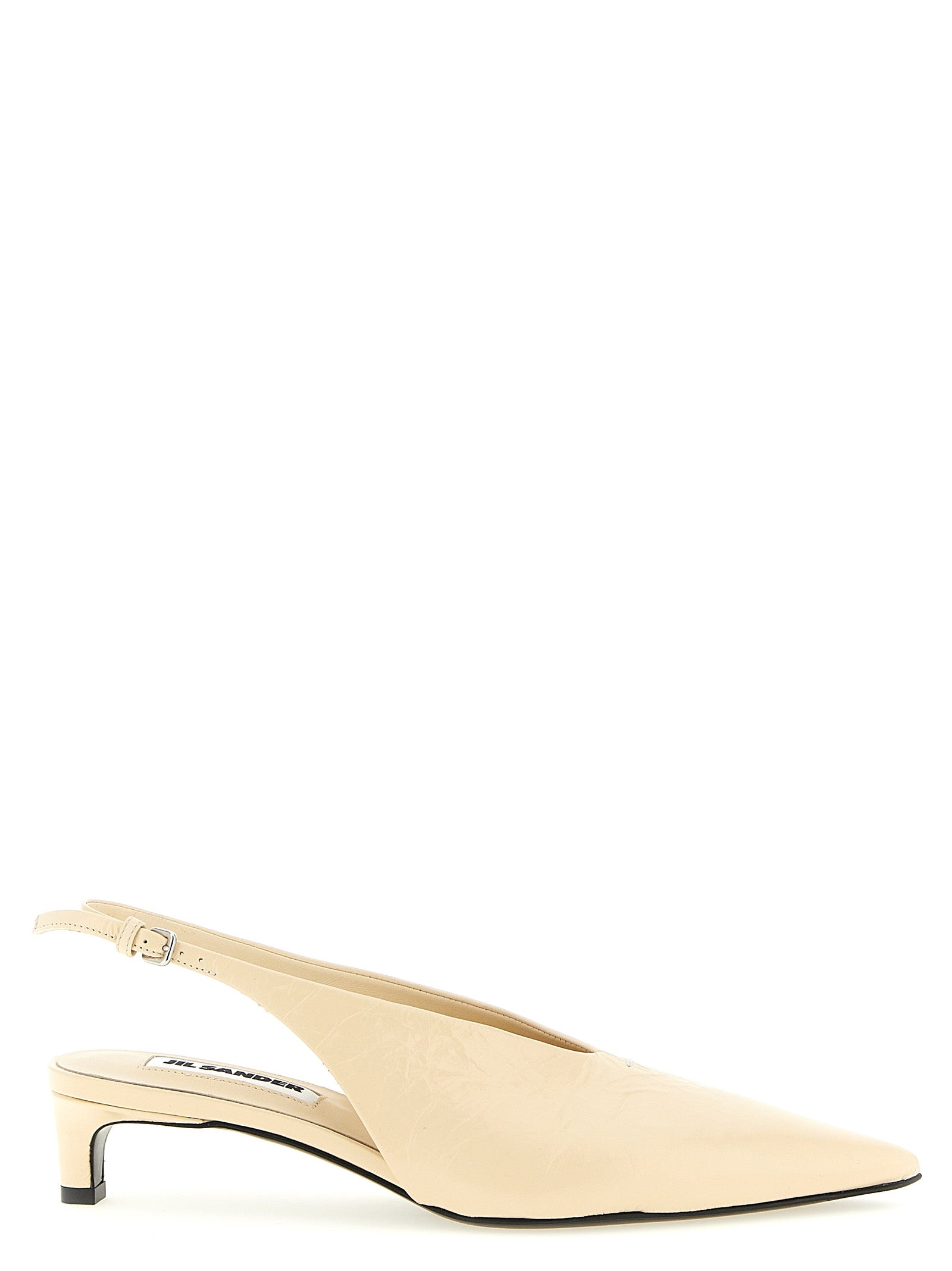 Jil Sander Beige Calfskin Mid Heel Women's Pumps