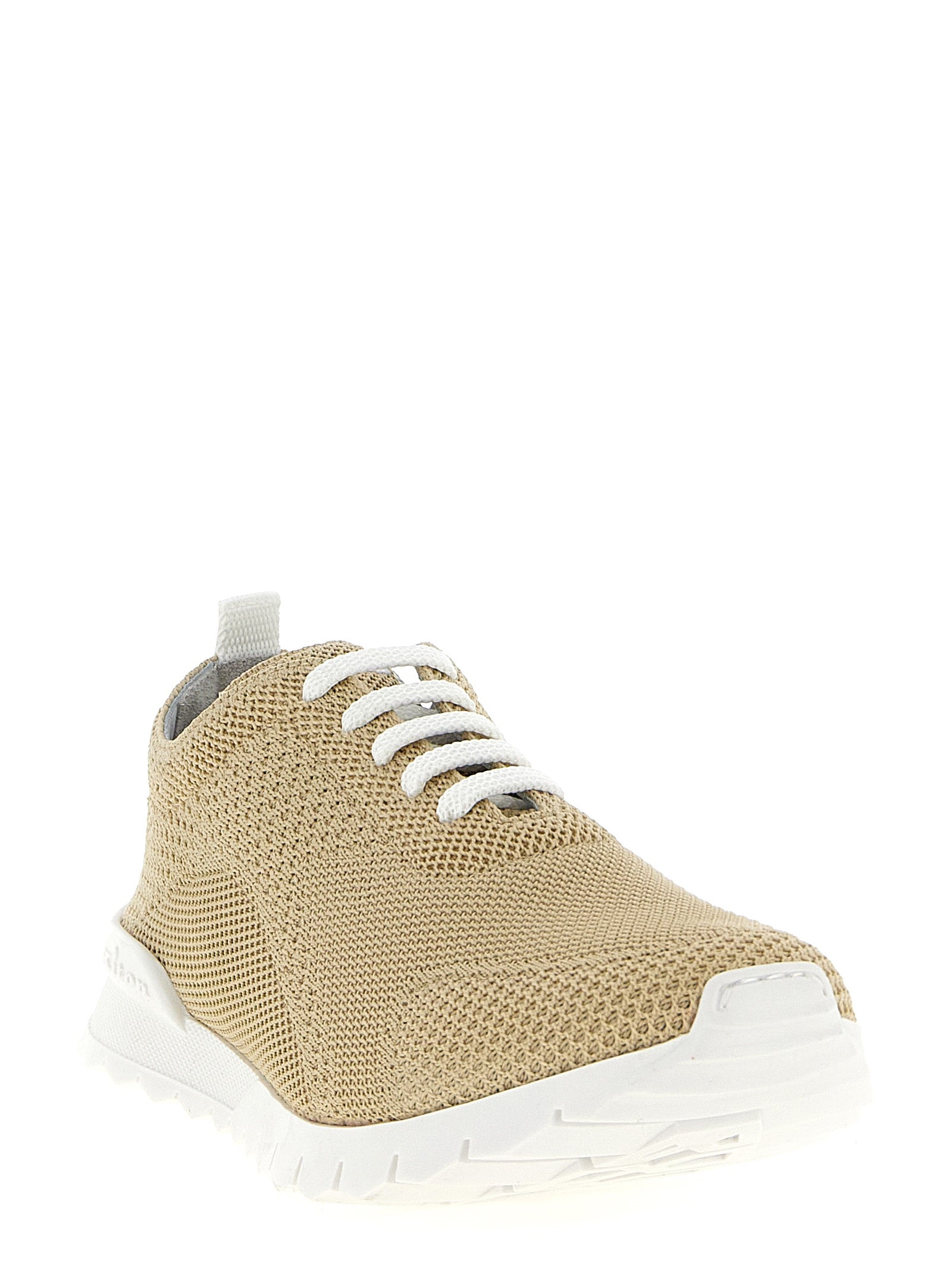 Kiton Beige Cotton Athletic Men's Sneakers
