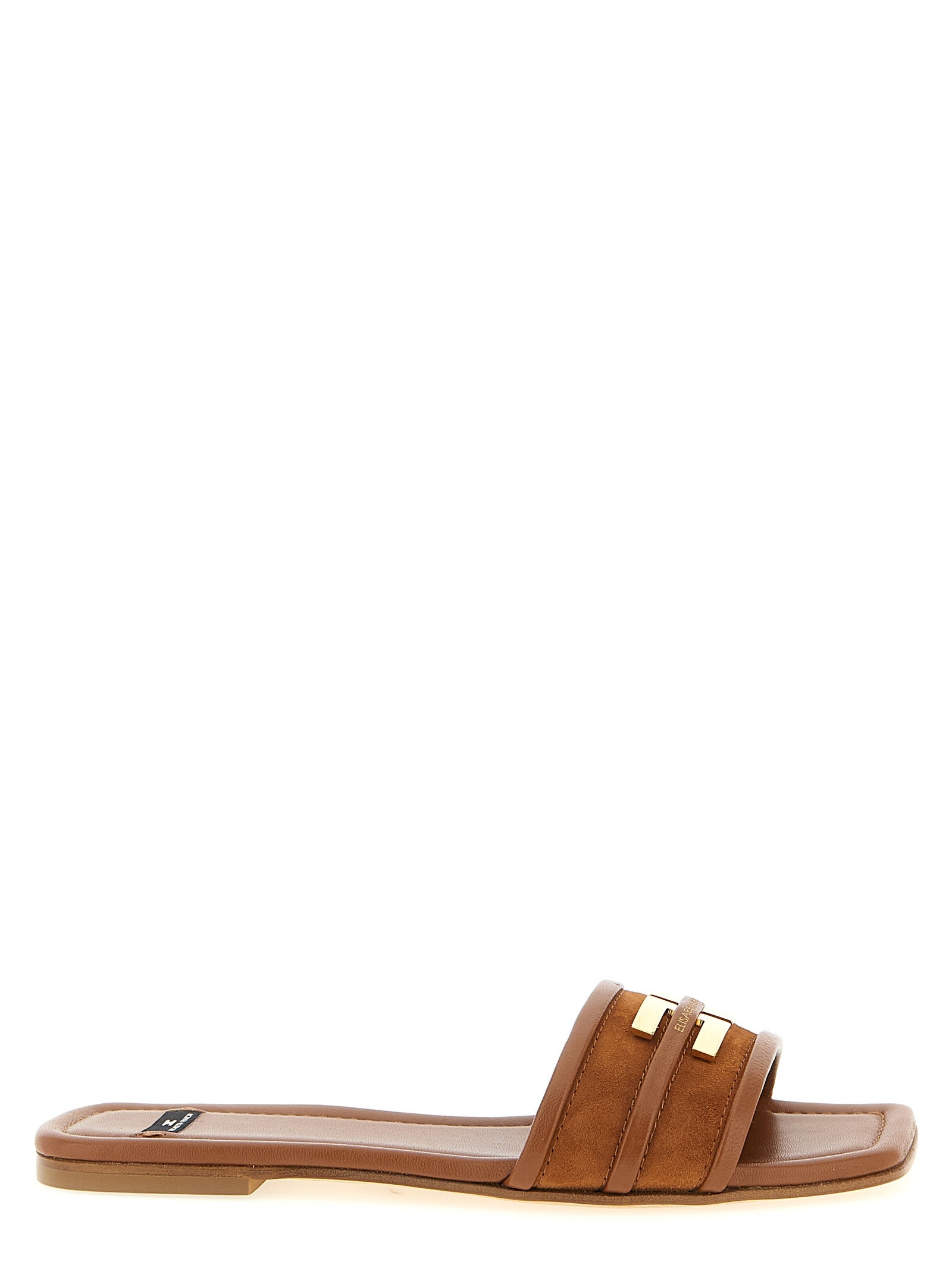 Elisabetta Franchi Brown Leather Women's Slides