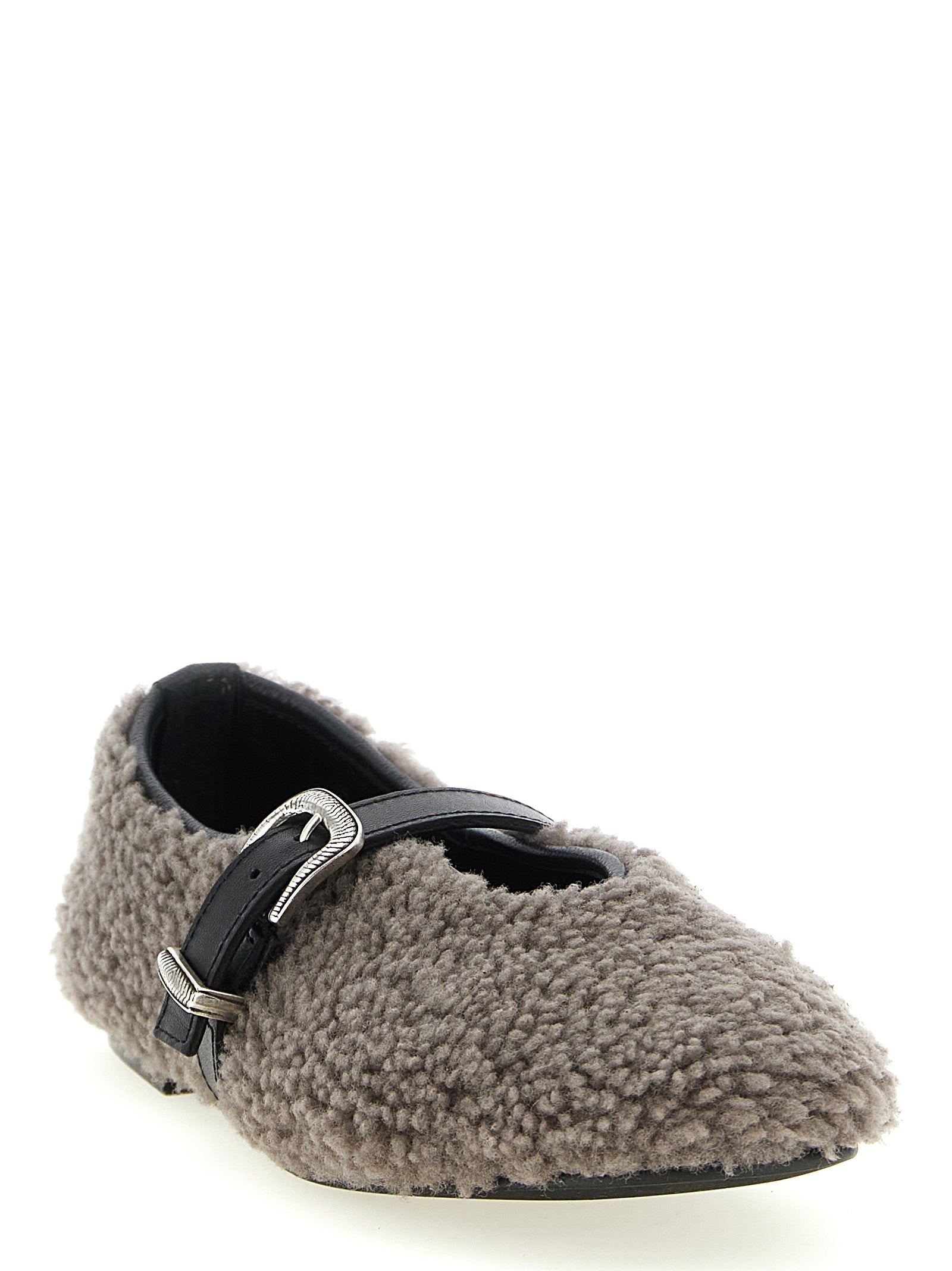 KATE CATE Gray Calfskin Ballet Women's Flats