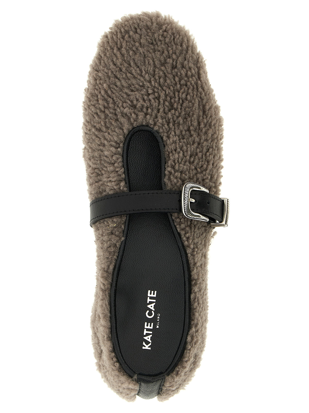 KATE CATE Gray Calfskin Ballet Women's Flats