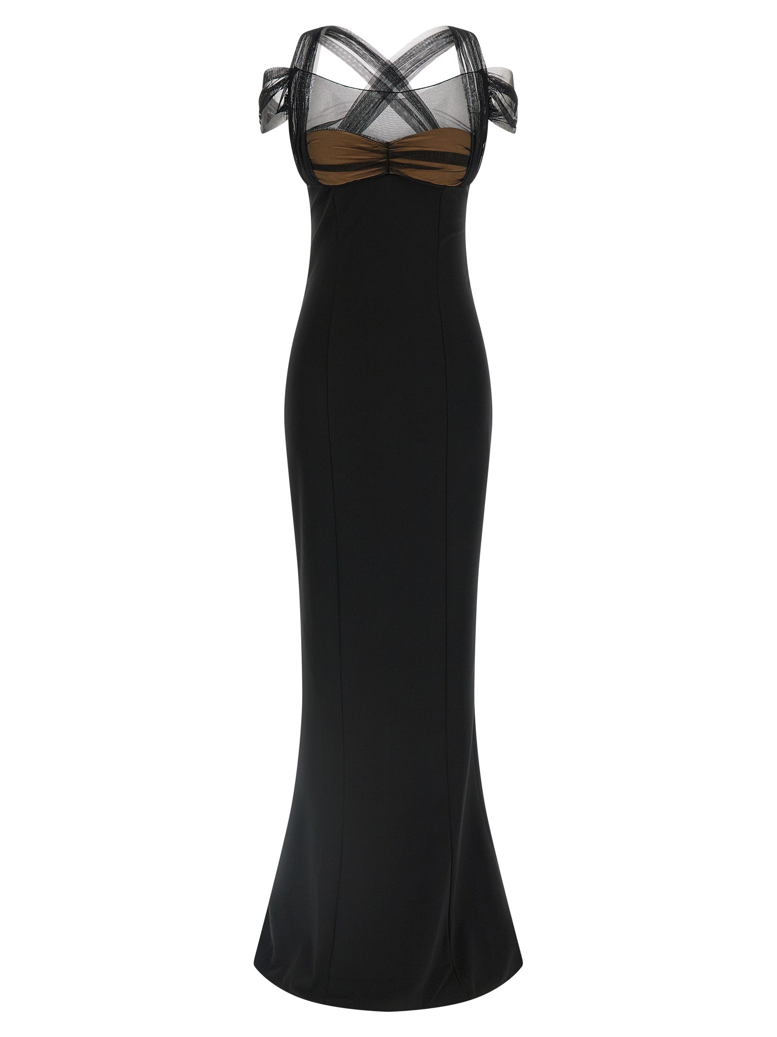Nensi Dojaka Black Viscose Long Women's Dress