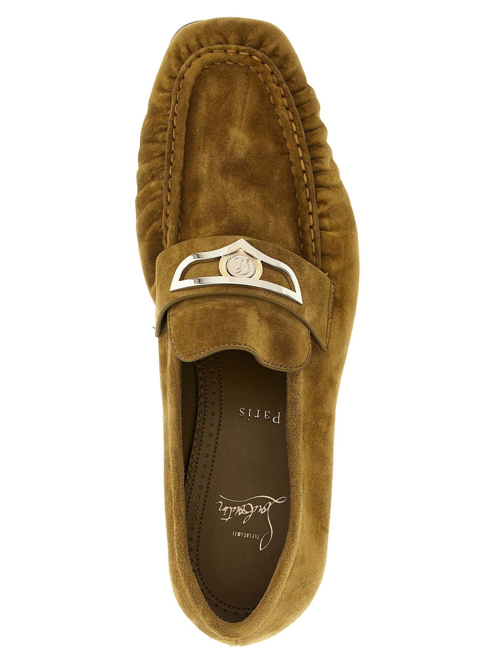 Christian Louboutin Brown Calfskin Slip-On Men's Loafers