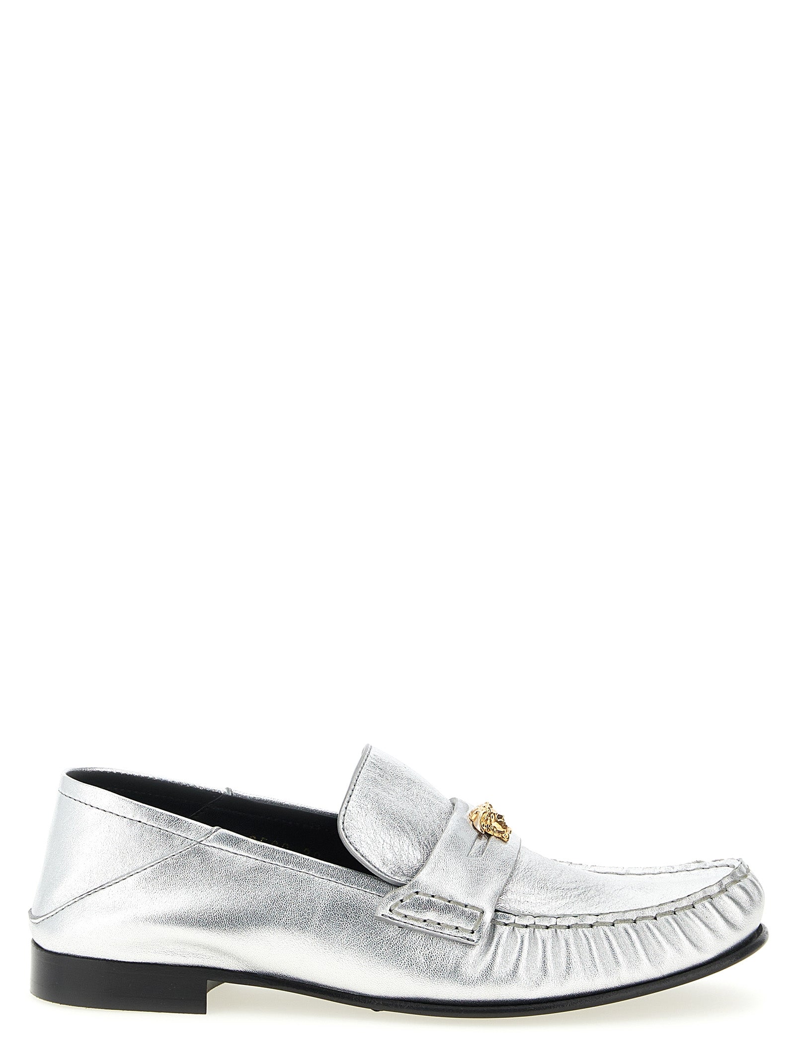 Versace Silver Lamb Leather Slip-On Women's Loafers